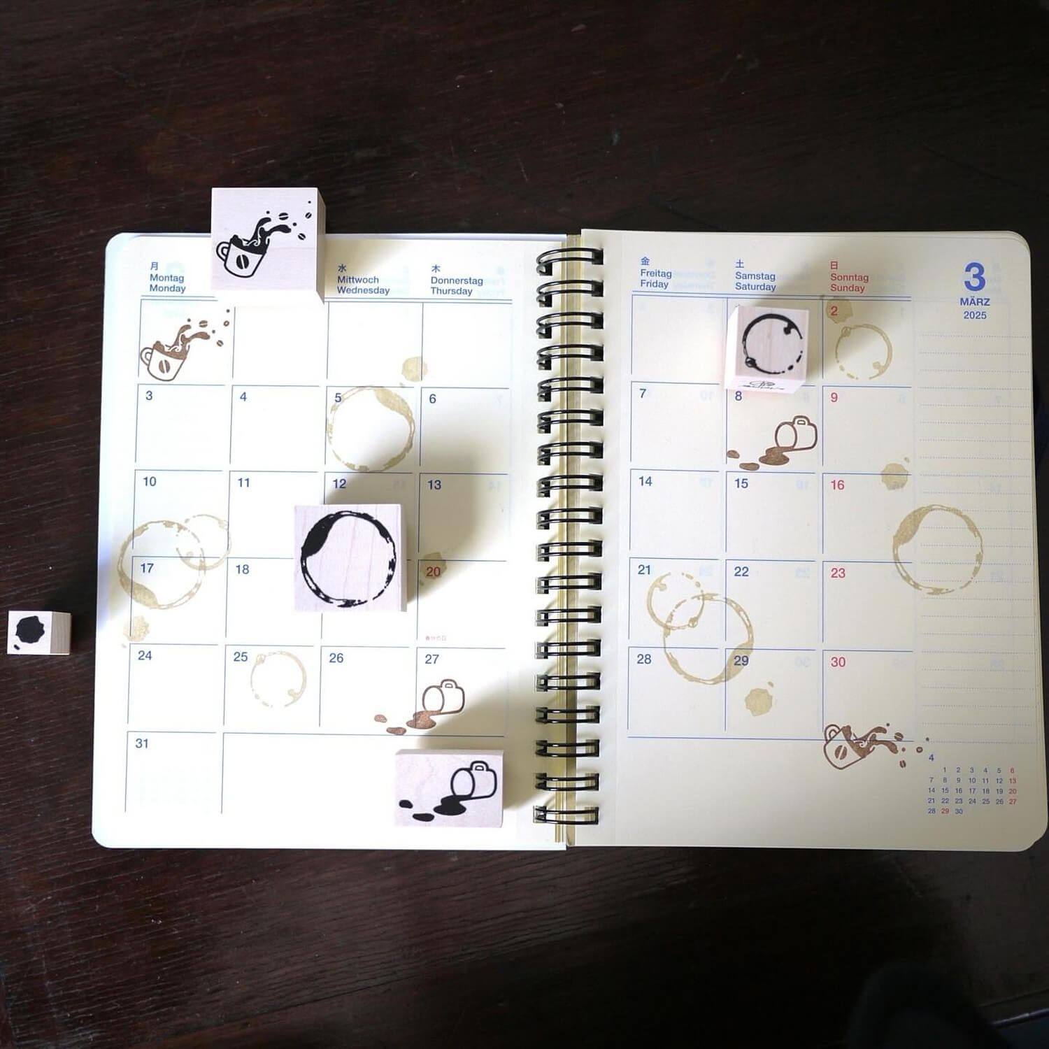 (Bungu Joshi Haku Limited Edition) Fukuwake Rubber Stamp Set – Coffee Ring Set (5 Pieces)