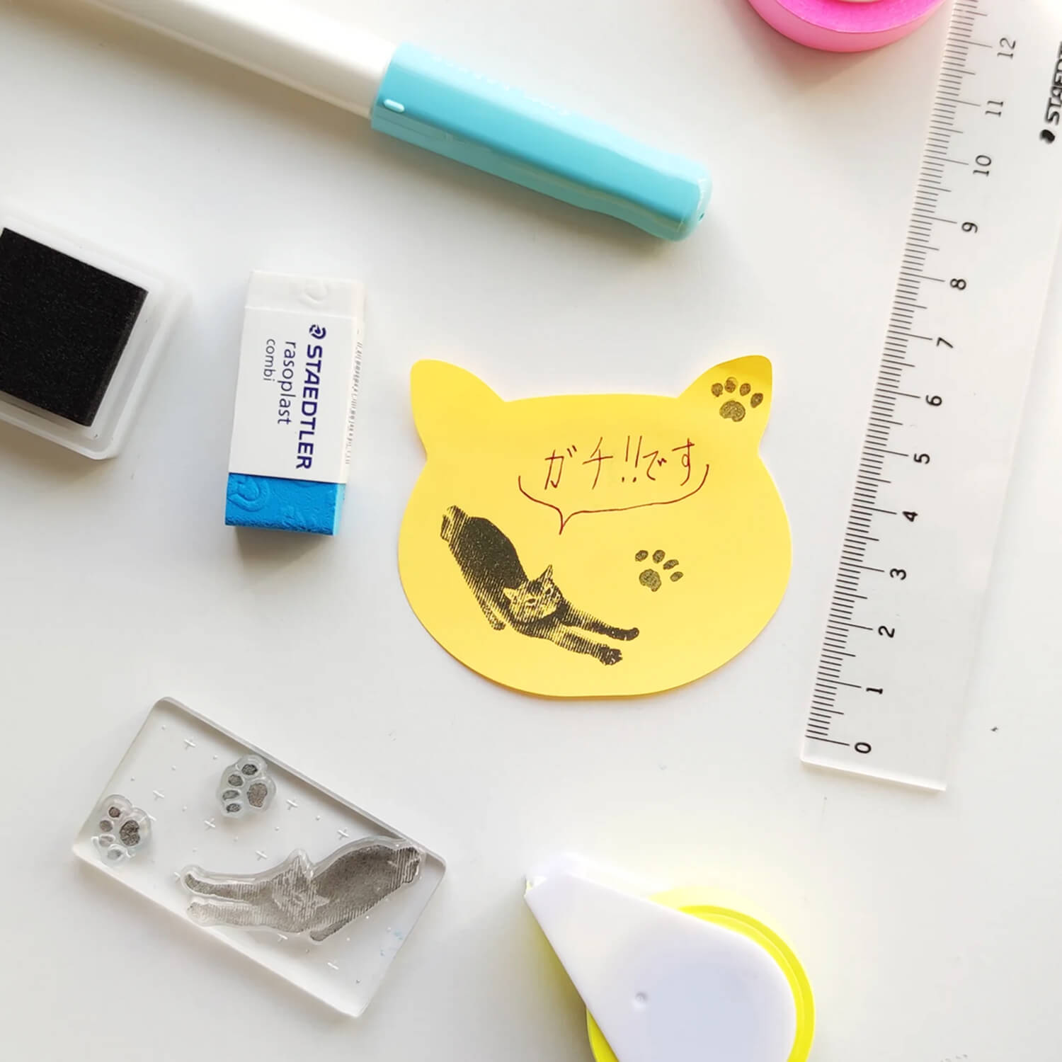 Tri-gram TO-MEI HAN Stamp Set – Message Cat with Paw Prints