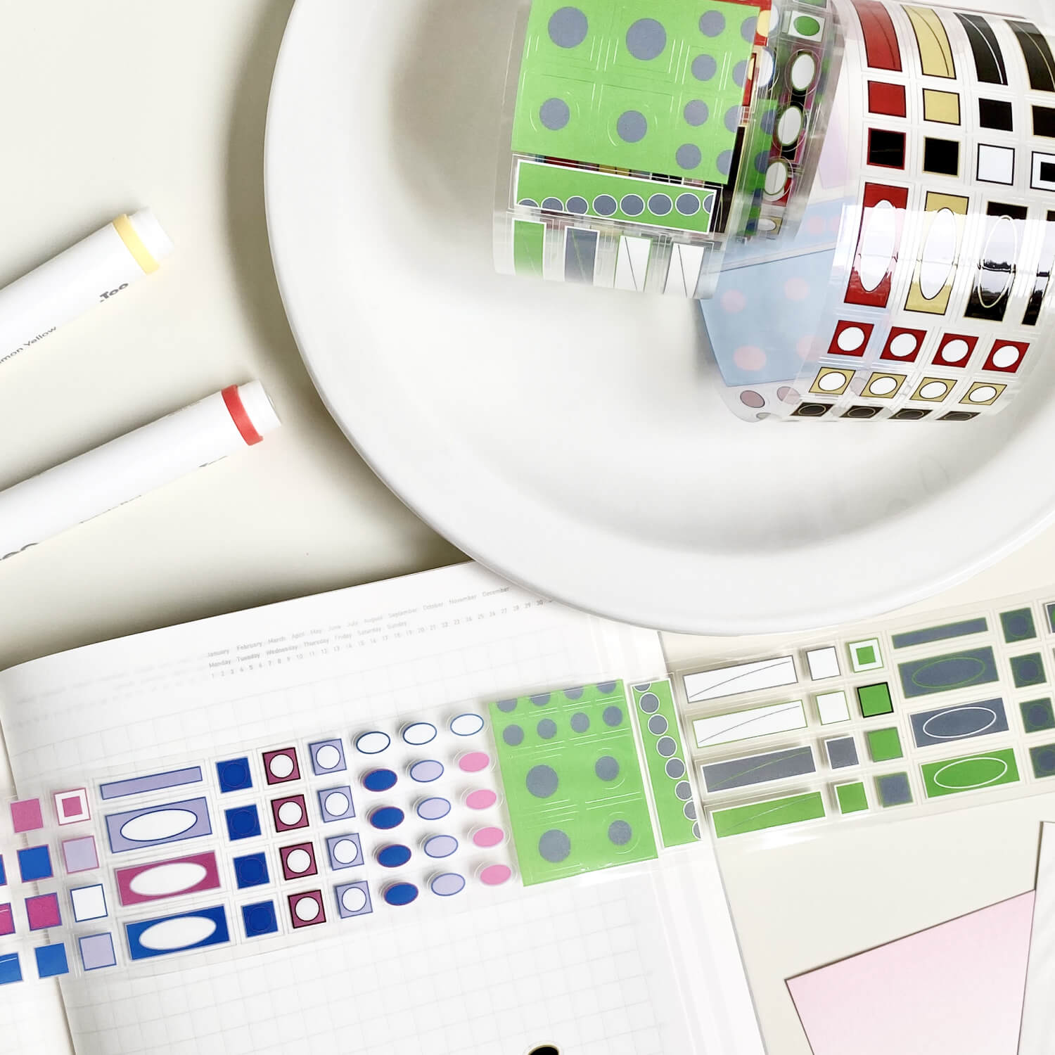 Clipclick Vintage Geometry Kiss-Cut Sticker Roll