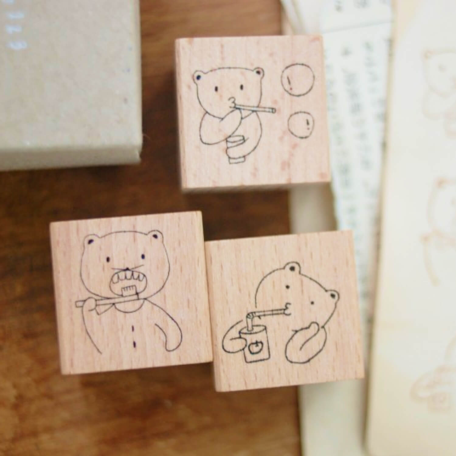 EVAKAKU Stamp Set – Bear’s Daily Life A (3 pcs)