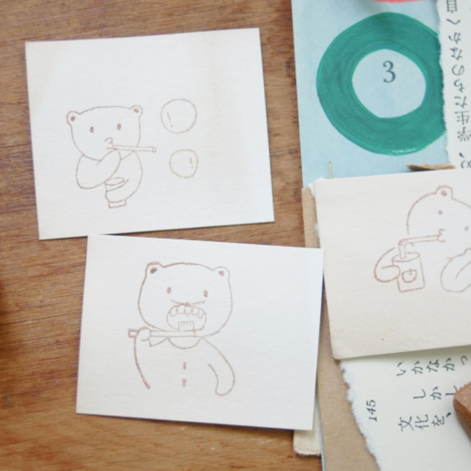 EVAKAKU Stamp Set – Bear’s Daily Life A (3 pcs)