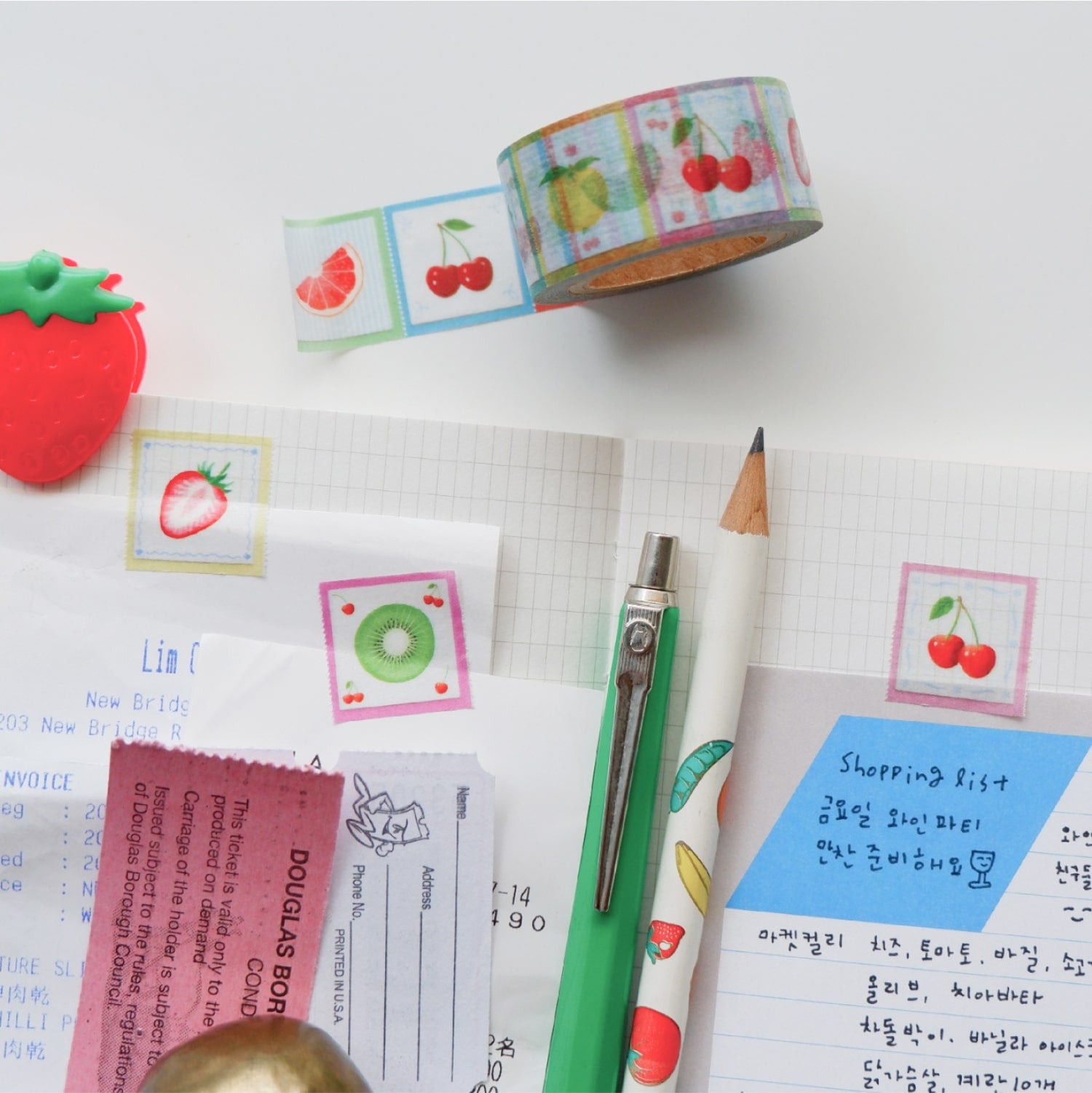 Fruit Fries Easy-Cut Masking Tape - Colorful Fruit Tiles