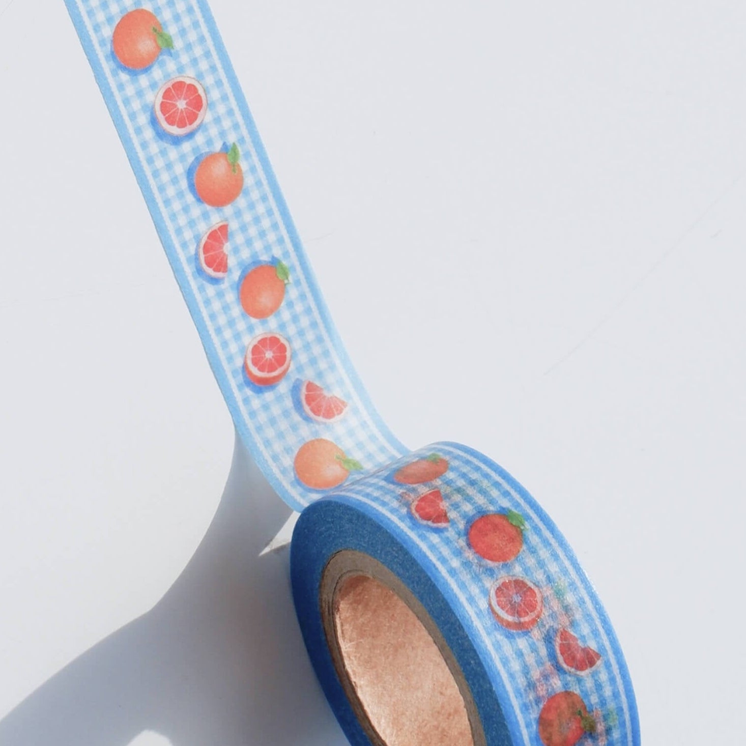 Fruit Fries Masking Tape - Blue Checkerboard Grapefruit