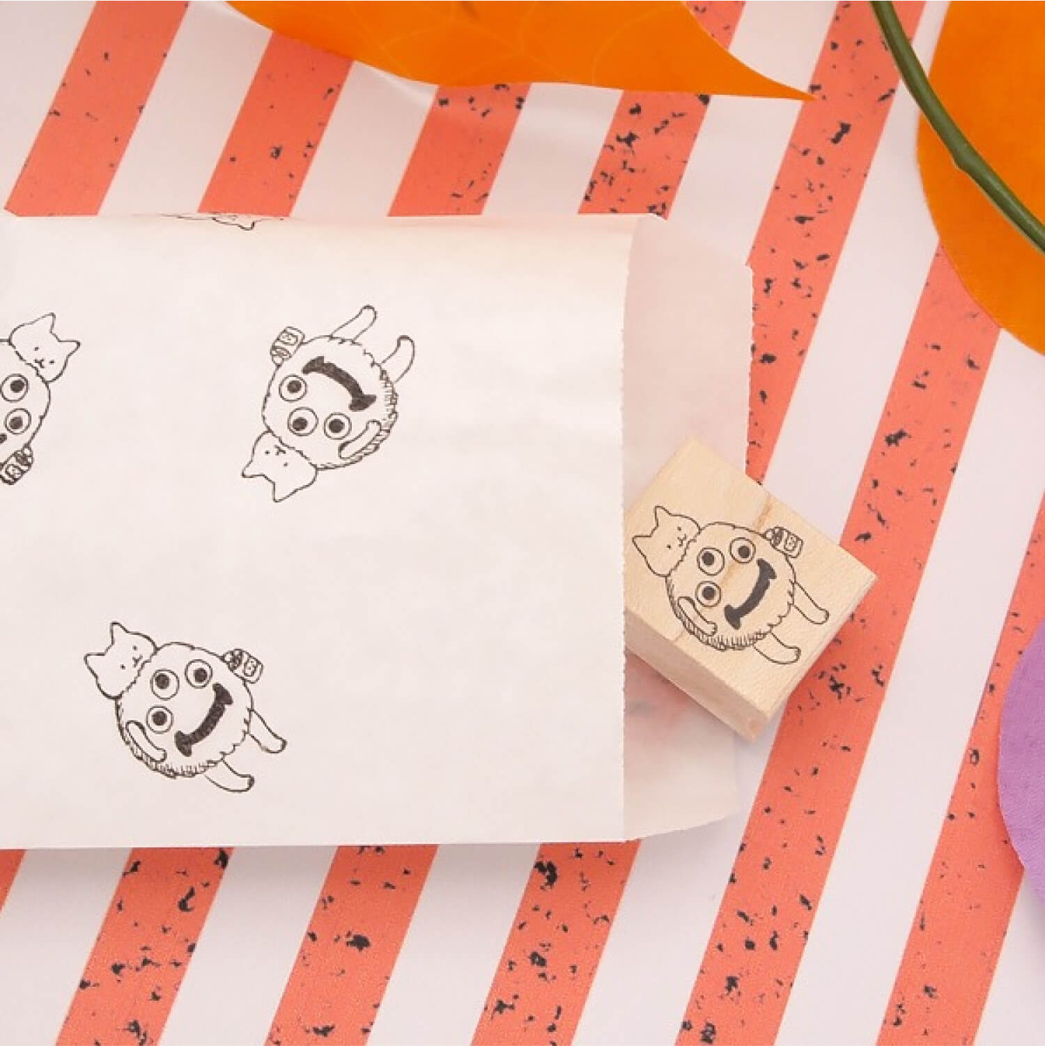 Happy Seed Rubber Stamp - Monster Cat