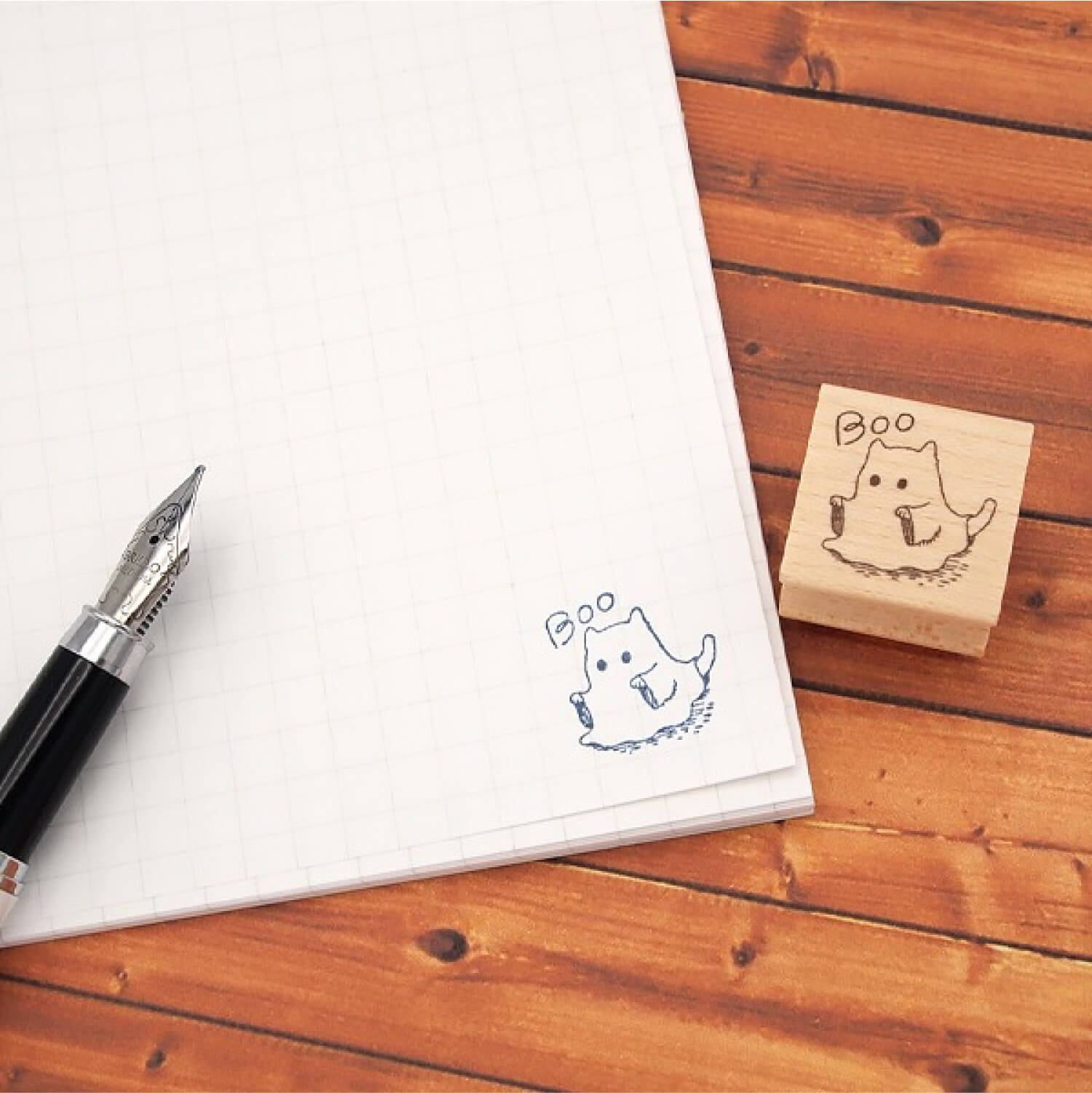 Happy Seed Rubber Stamp - Obake Cat