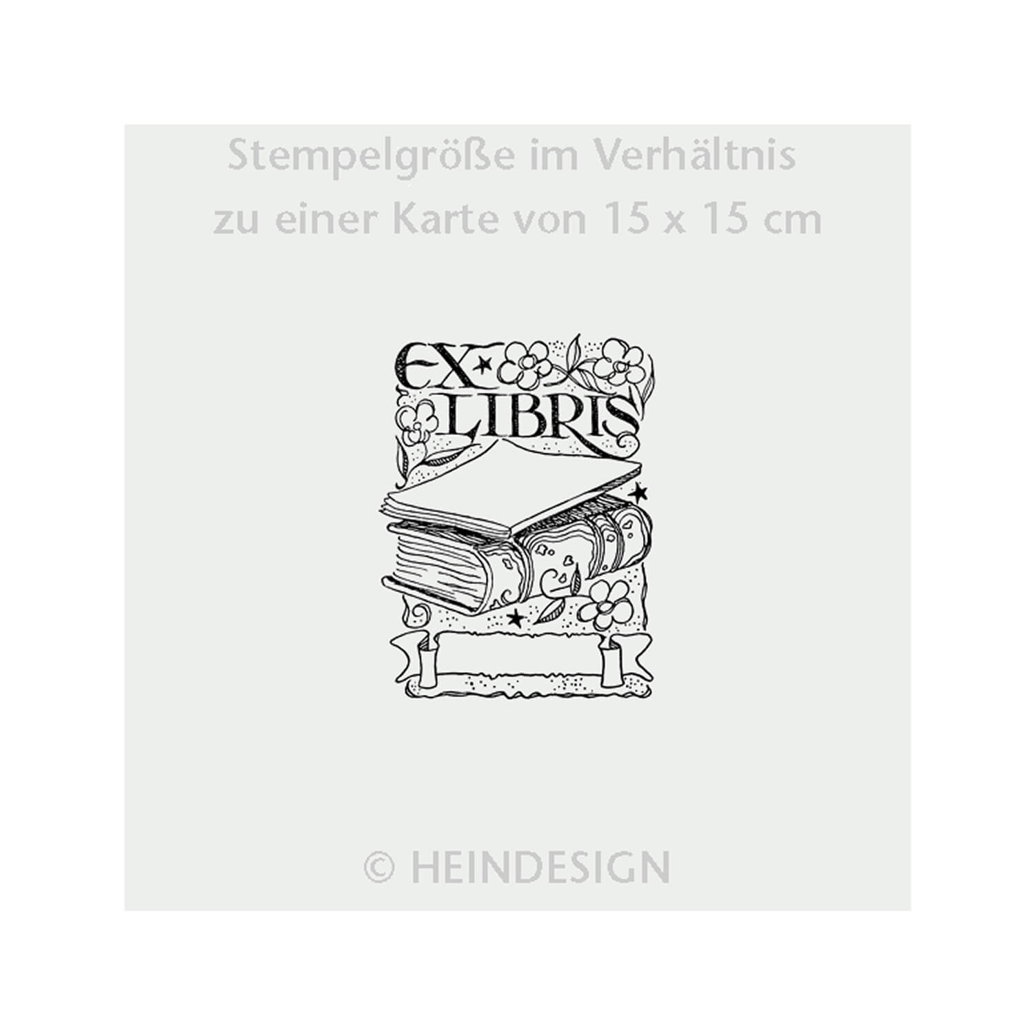 Heindesign Rubber Stamp – Ex Libris with Book