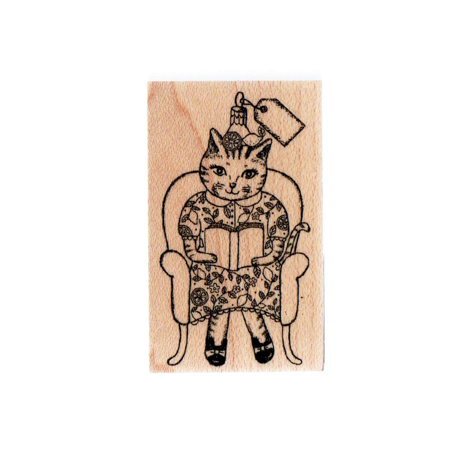 Horime Stamp – Reading Cat in Lemon Outfit