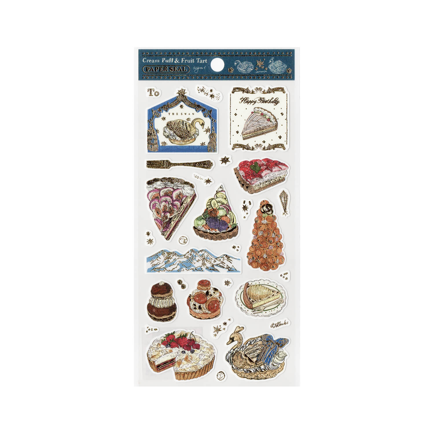 Inoue Aya Paper Sticker Sheet - Cream Puff and Fruit Tart