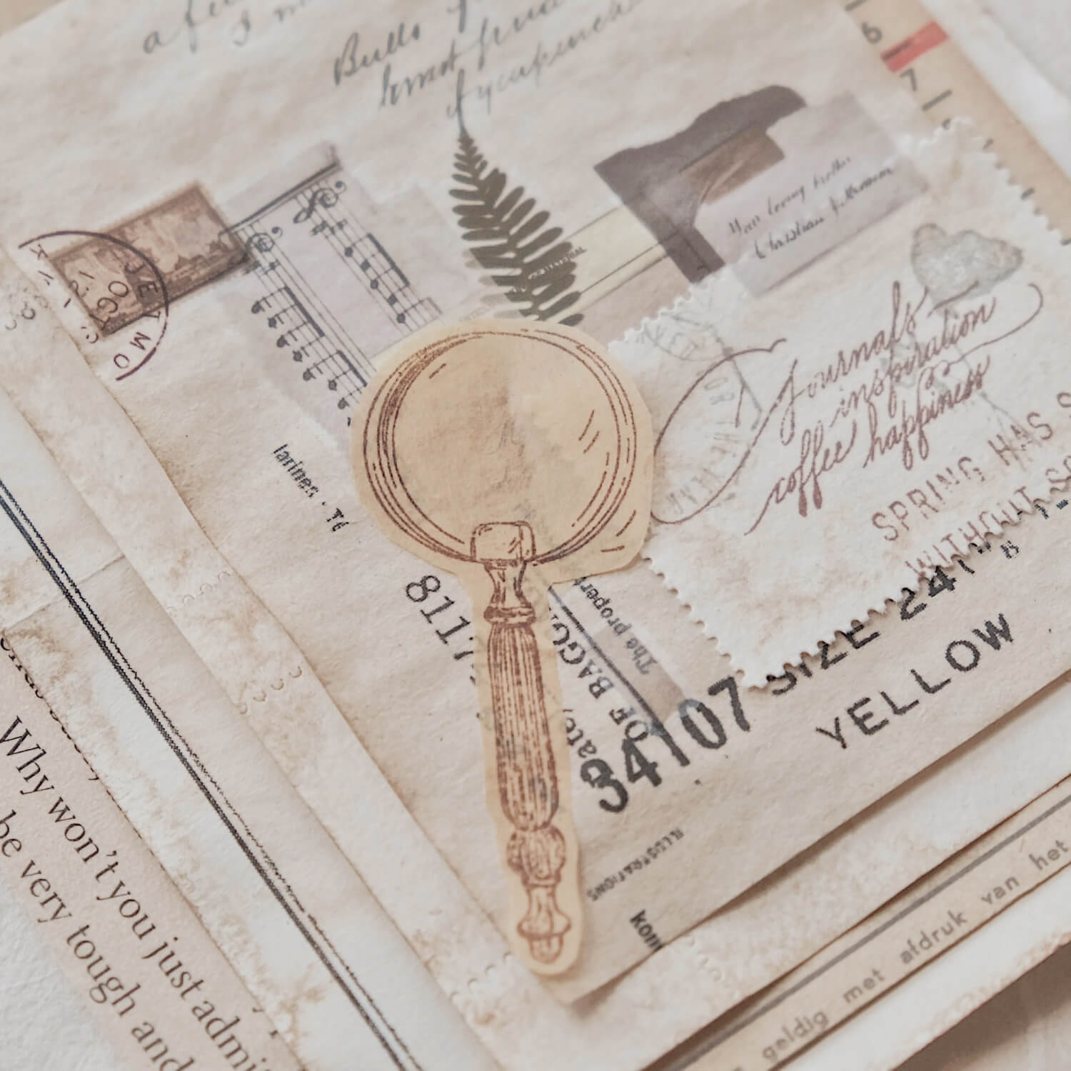 Jieyanow Atelier x Journal Pages Magnifying Glass Rubber Stamp