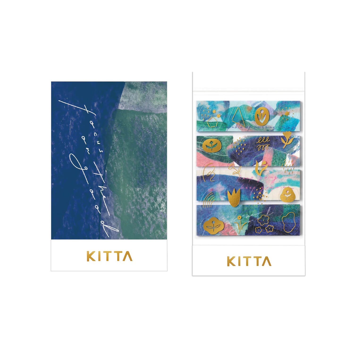 KITTA Collage Washi Tape – Message (Gold Foil)