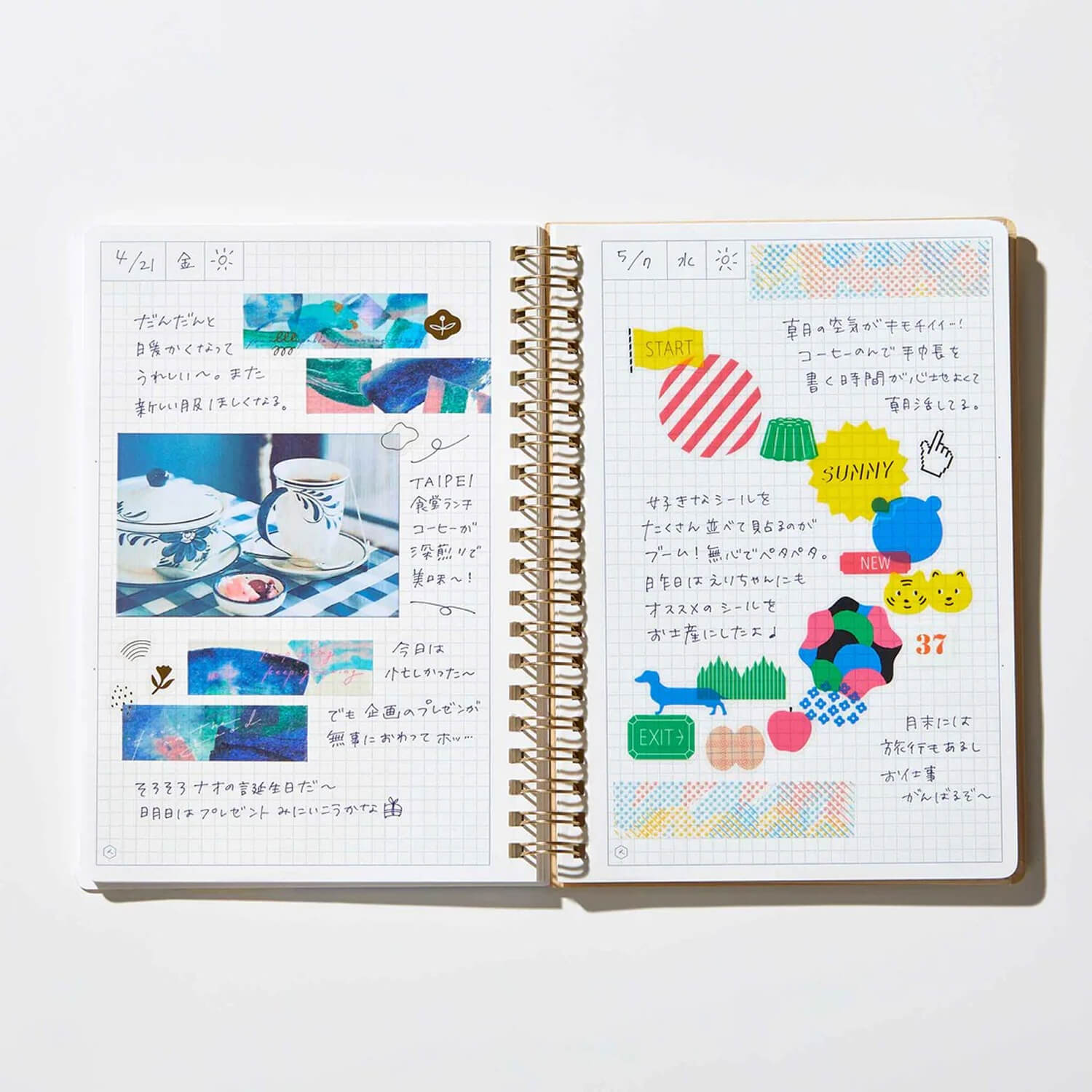 KITTA Collage Washi Tape – Message (Gold Foil)