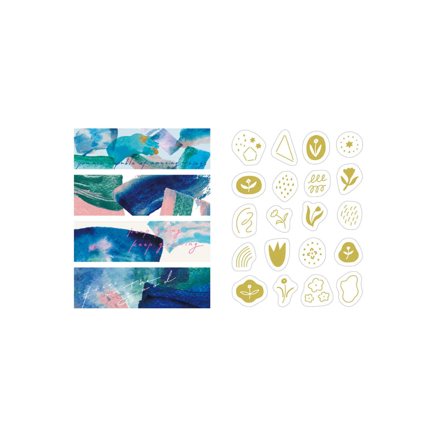 KITTA Collage Washi Tape – Message (Gold Foil)