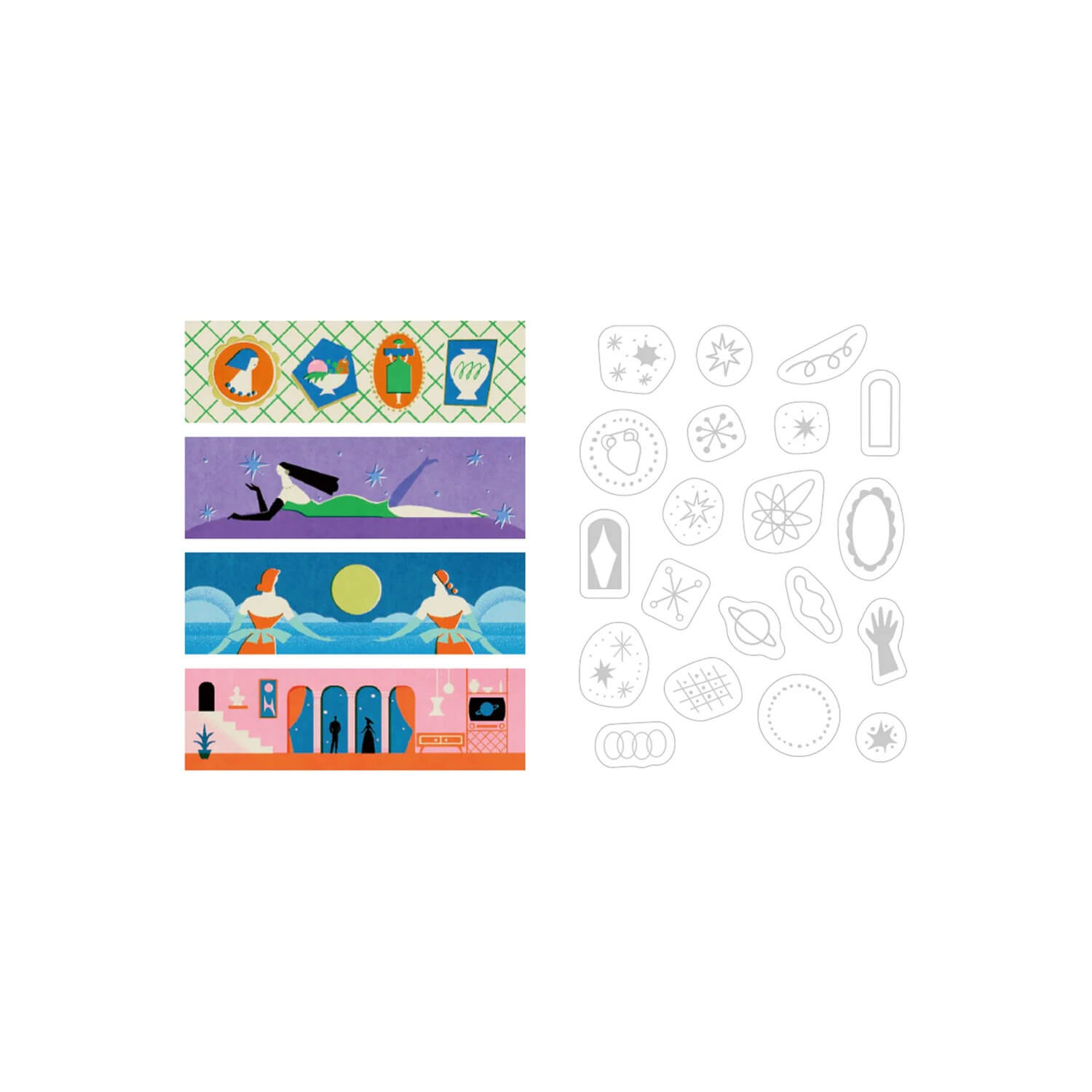 KITTA Collage Washi Tape – Wakusei (Silver Foil)