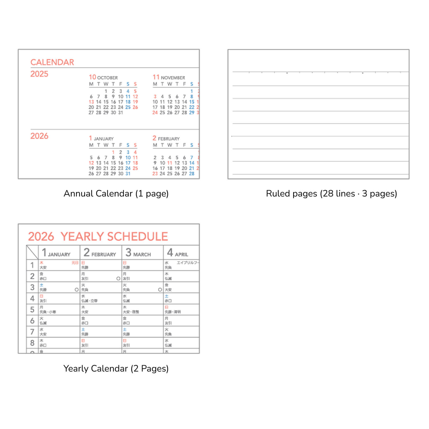 KOKUYO 2026 Campus Diary – Standard Monthly Block (Limited Pattern)