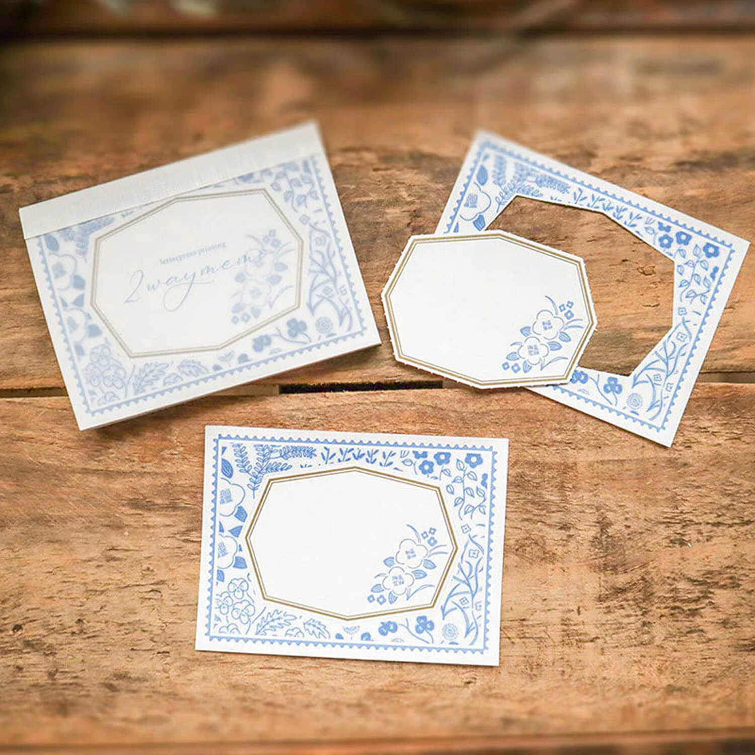 Keibunsha 2-Way Memo Pad – Blue Flower