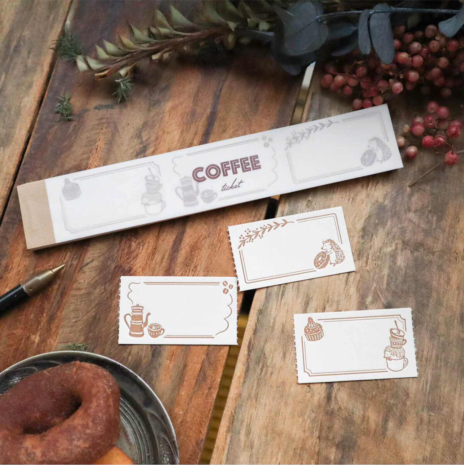 Keibunsha Coffee Ticket Memo – Hedgehog & Frames