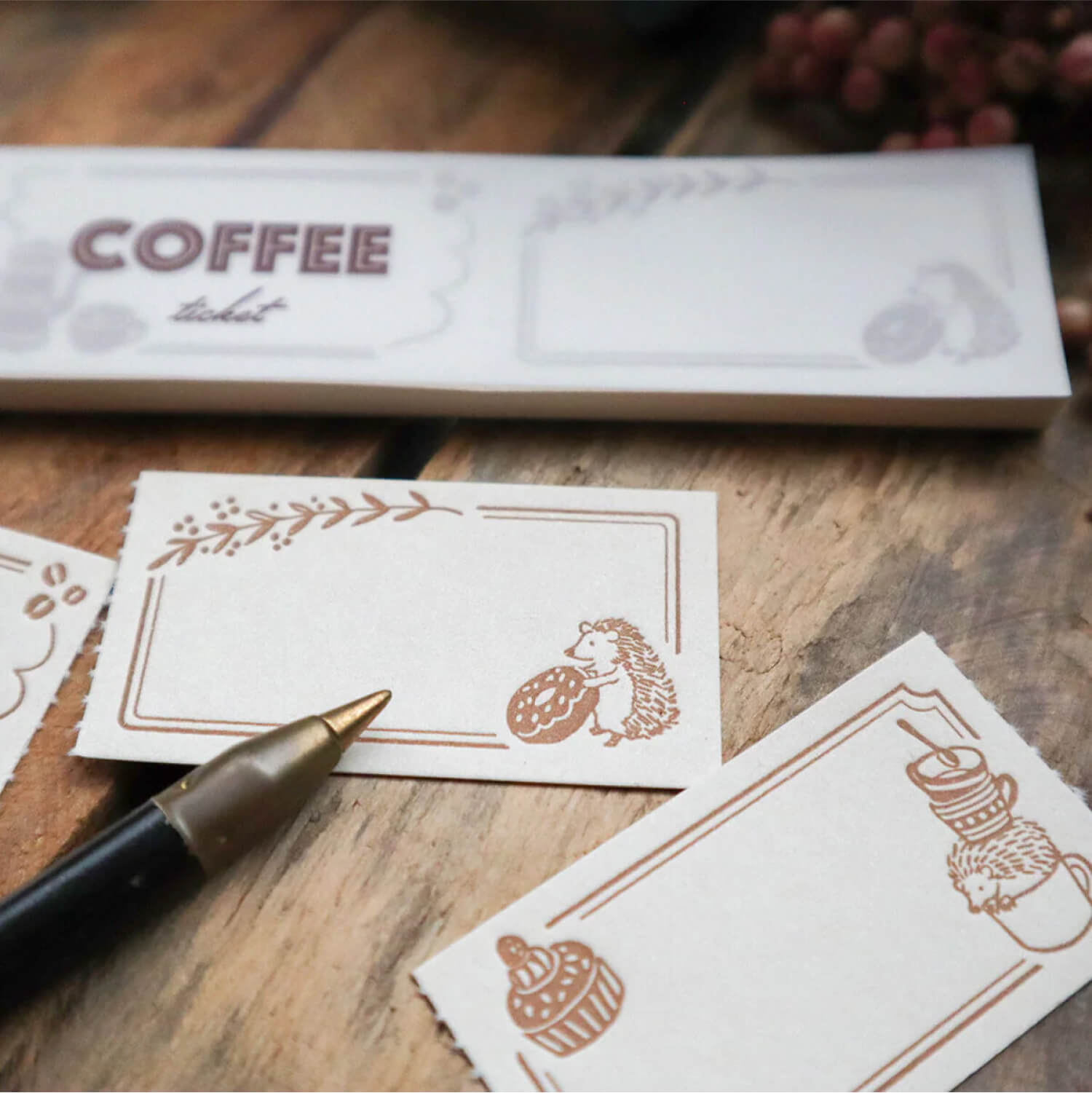 Keibunsha Coffee Ticket Memo – Hedgehog & Frames