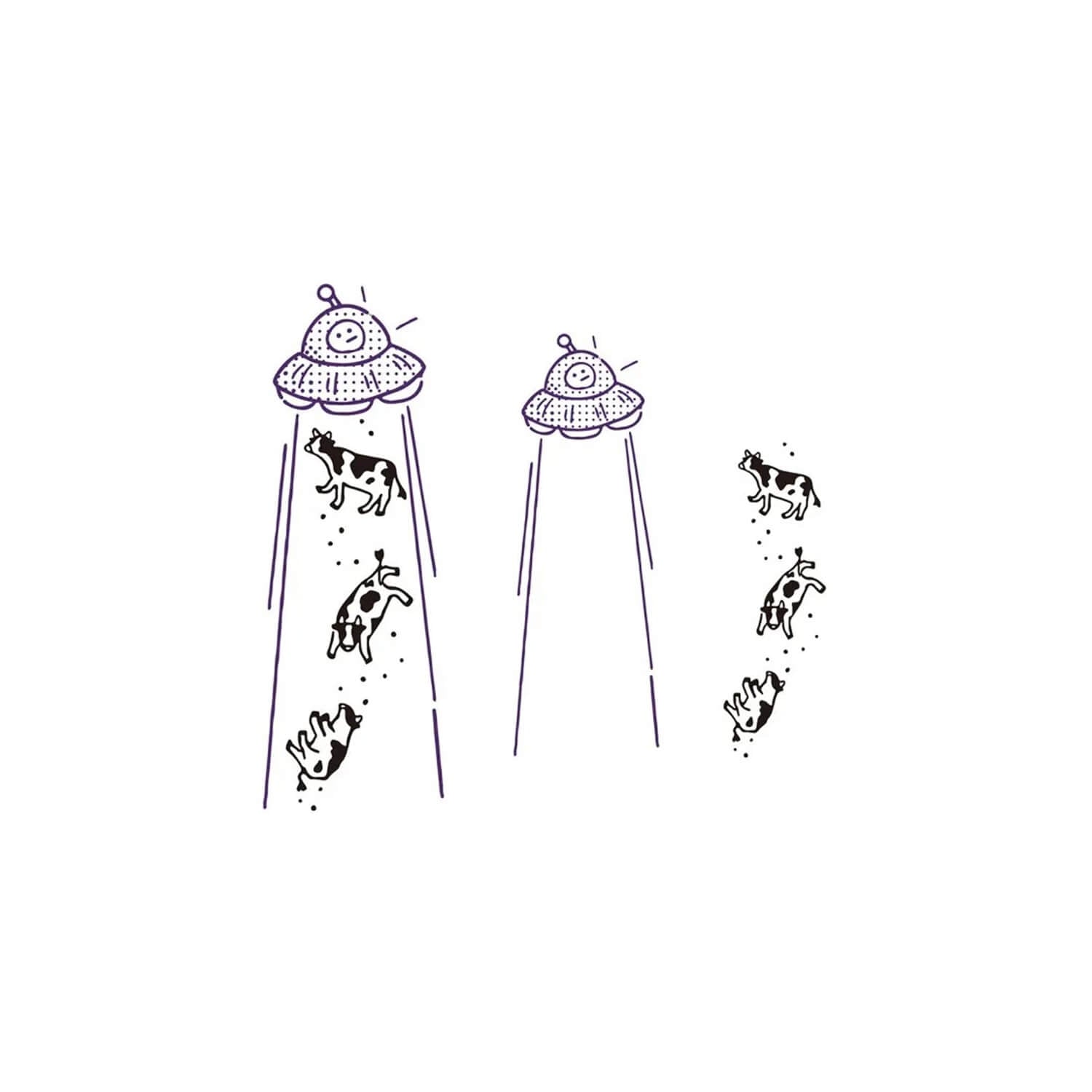 Kutsuwa Hancoco Deco Stamp - UFO & Cow