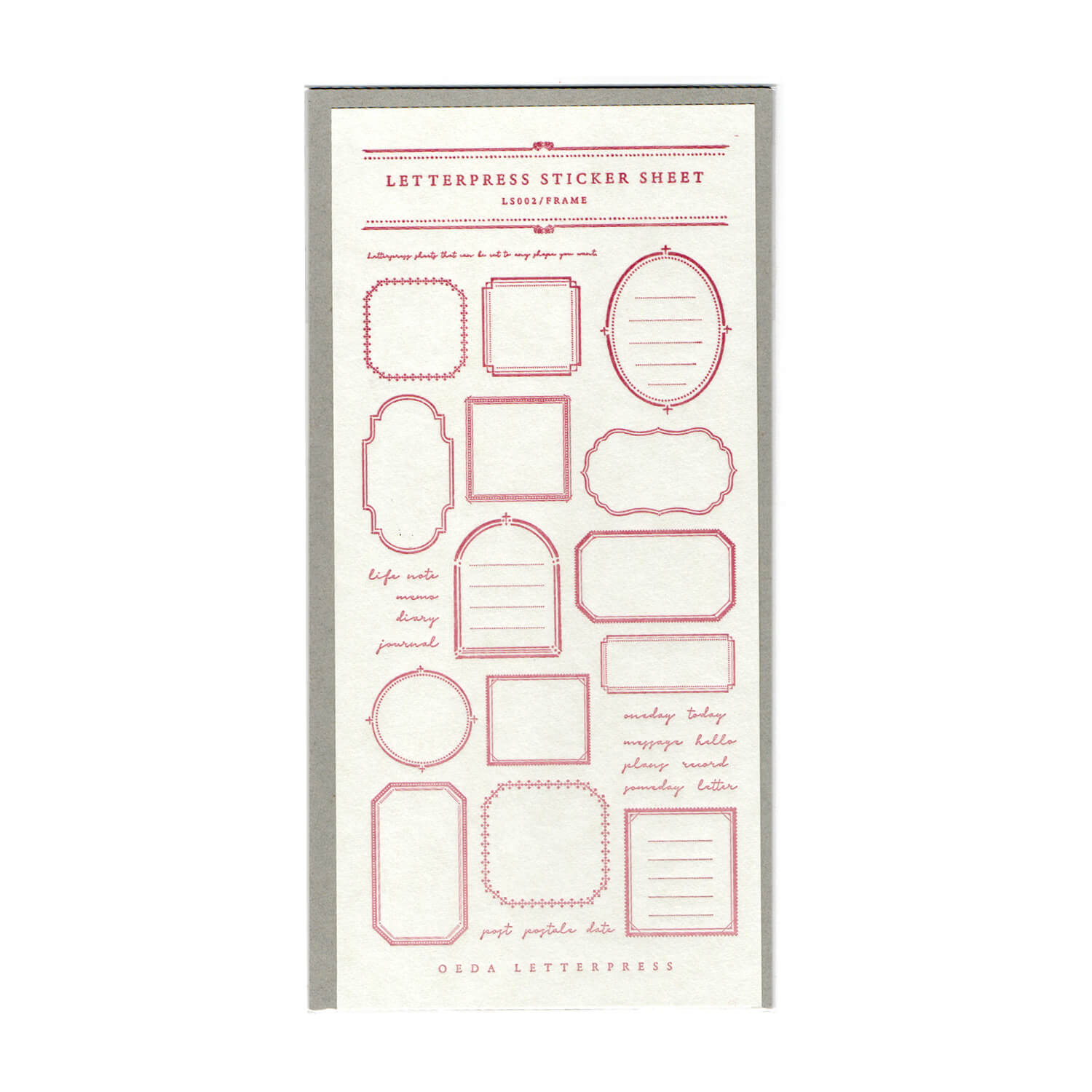 (Limited Edition) Oeda Letterpress Frame Pattern Sticker Sheet