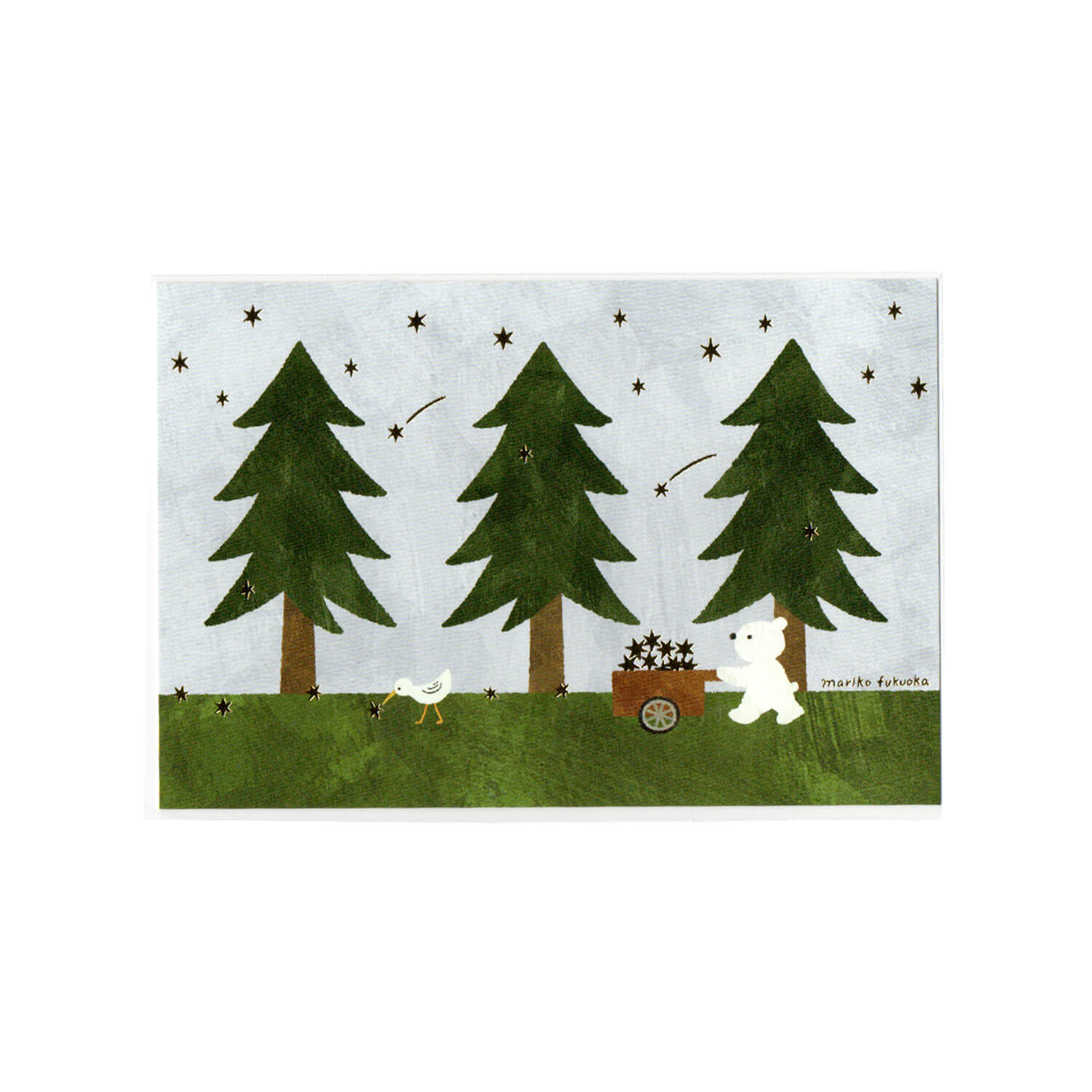 Mariko Fukuoka Foil Postcard – Hoshikuma (Star Bear)