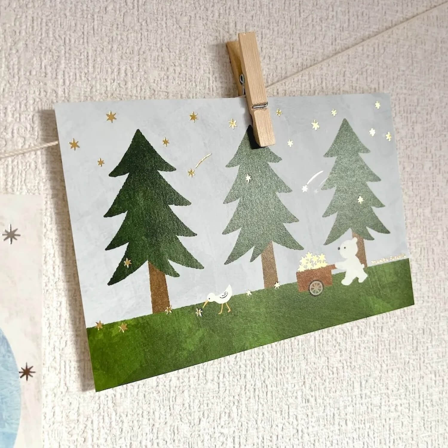 Mariko Fukuoka Foil Postcard – Hoshikuma (Star Bear)