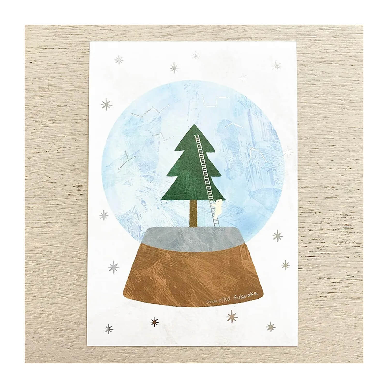 Mariko Fukuoka Foil Postcard – Snow Globe