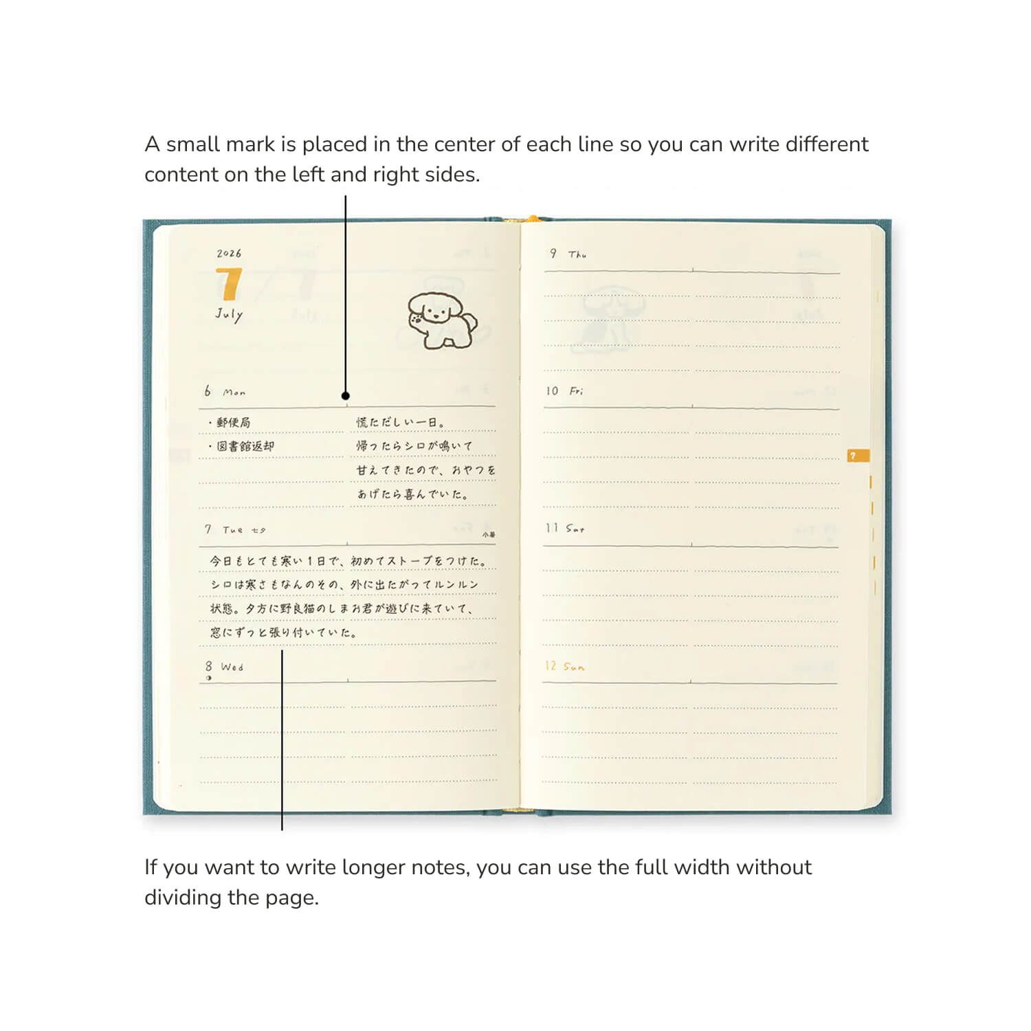 Midori 2026 Book Style Diary B6 - Dog Pattern