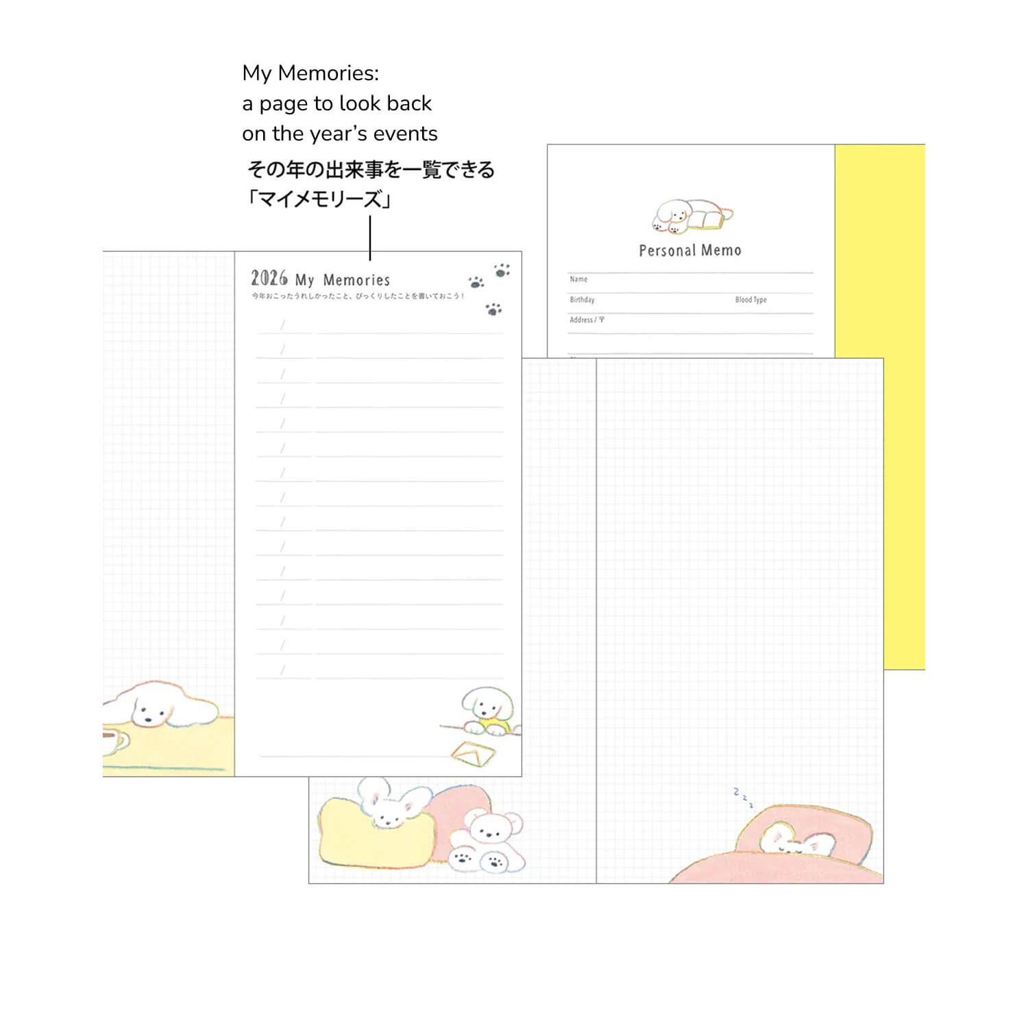 Midori 2026 Pocket Diary B6 Slim - Dogs