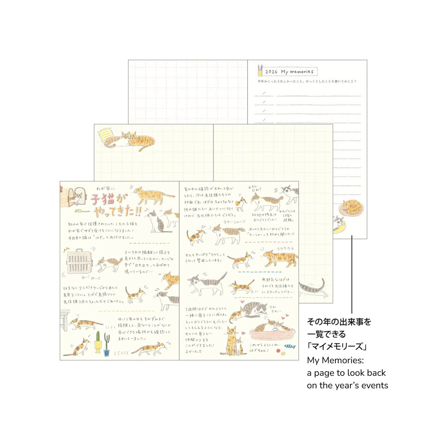 Midori 2026 Pocket Diary B7 Mini - Cats