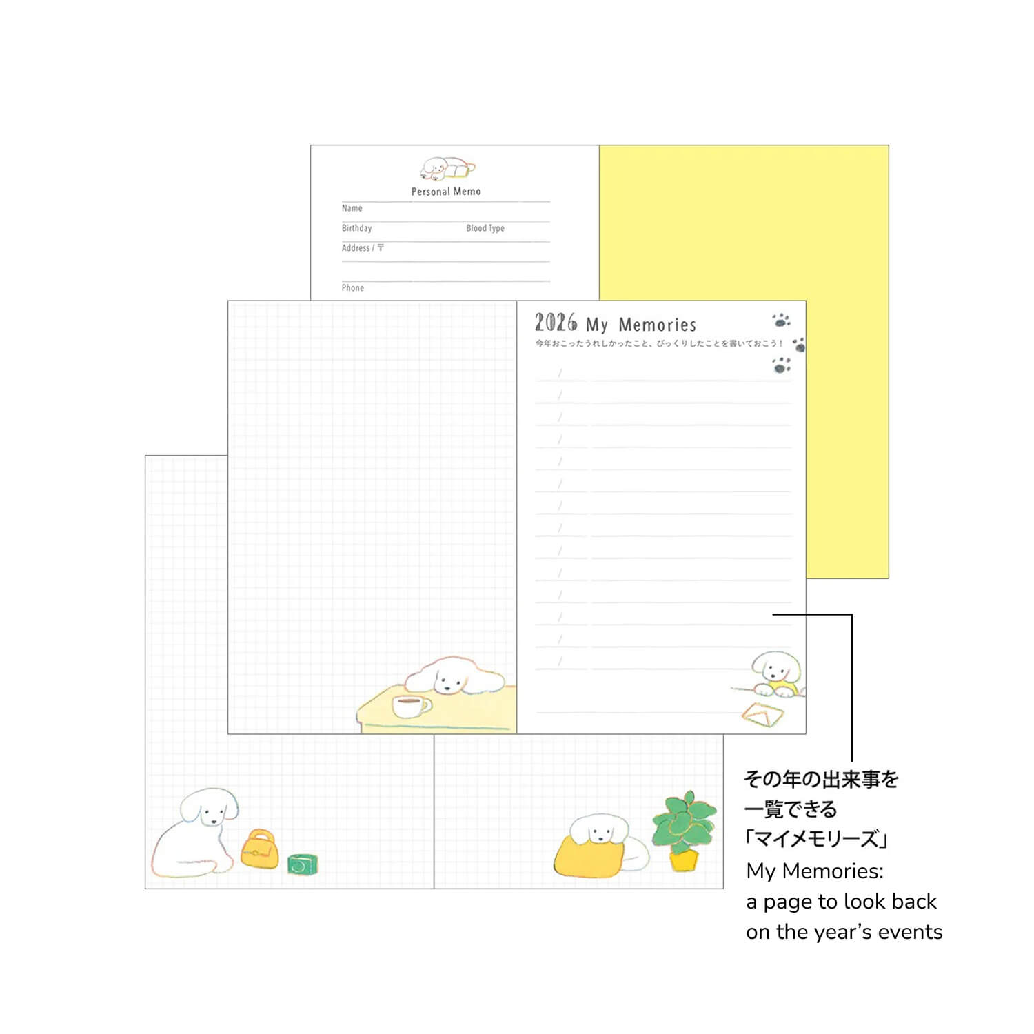 Midori 2026 Pocket Diary B7 Mini - Dogs