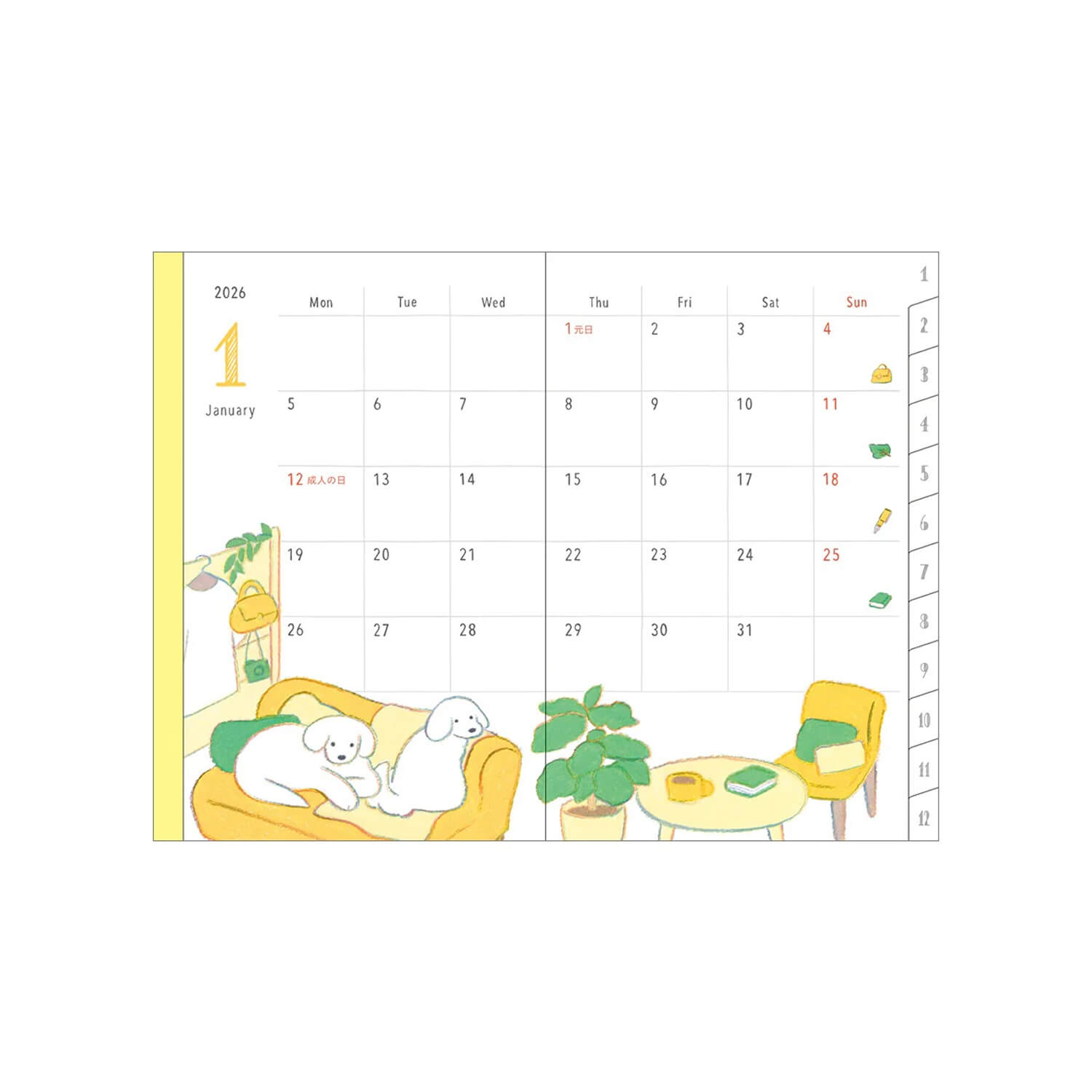 Midori 2026 Pocket Diary B7 Mini - Dogs