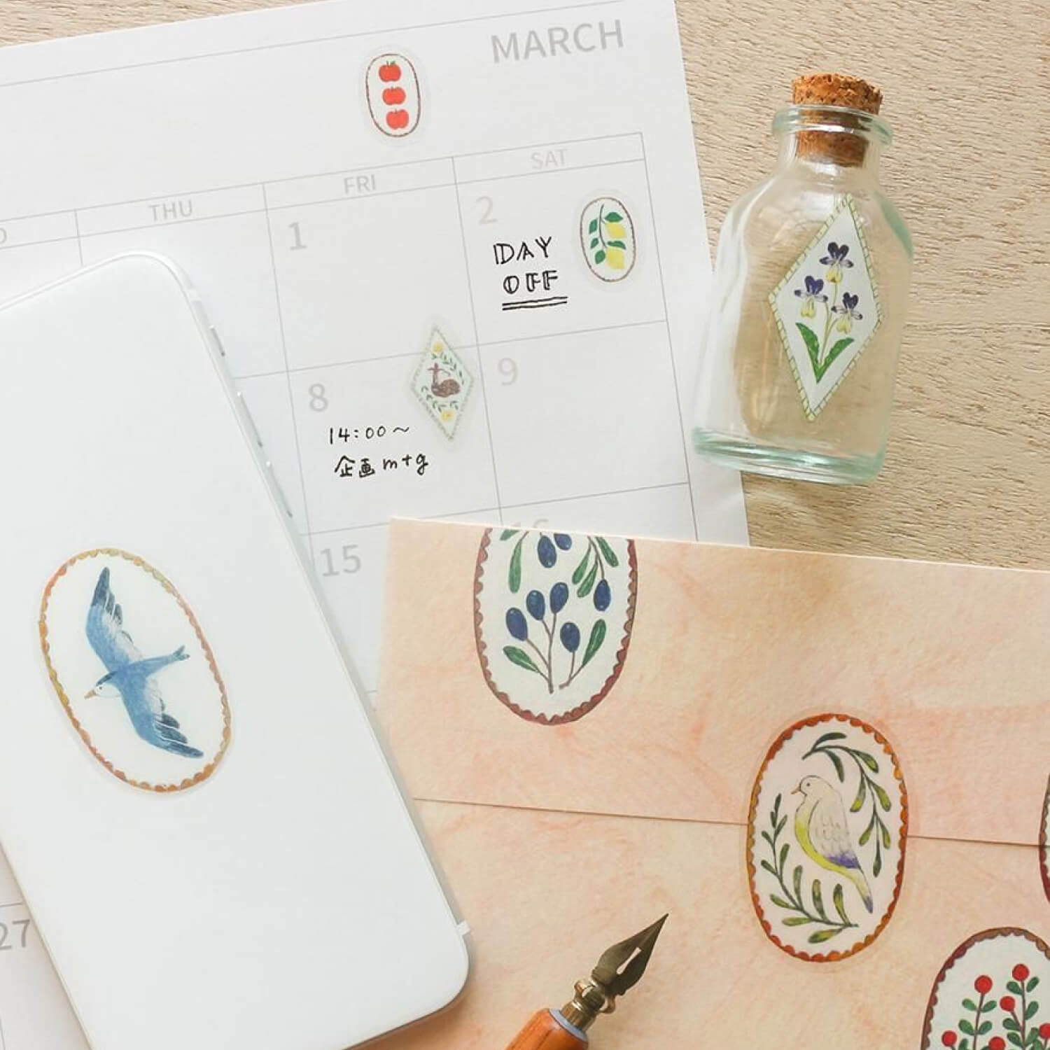 Midori Asano Clear Sticker – Birds Song & Deer Dream