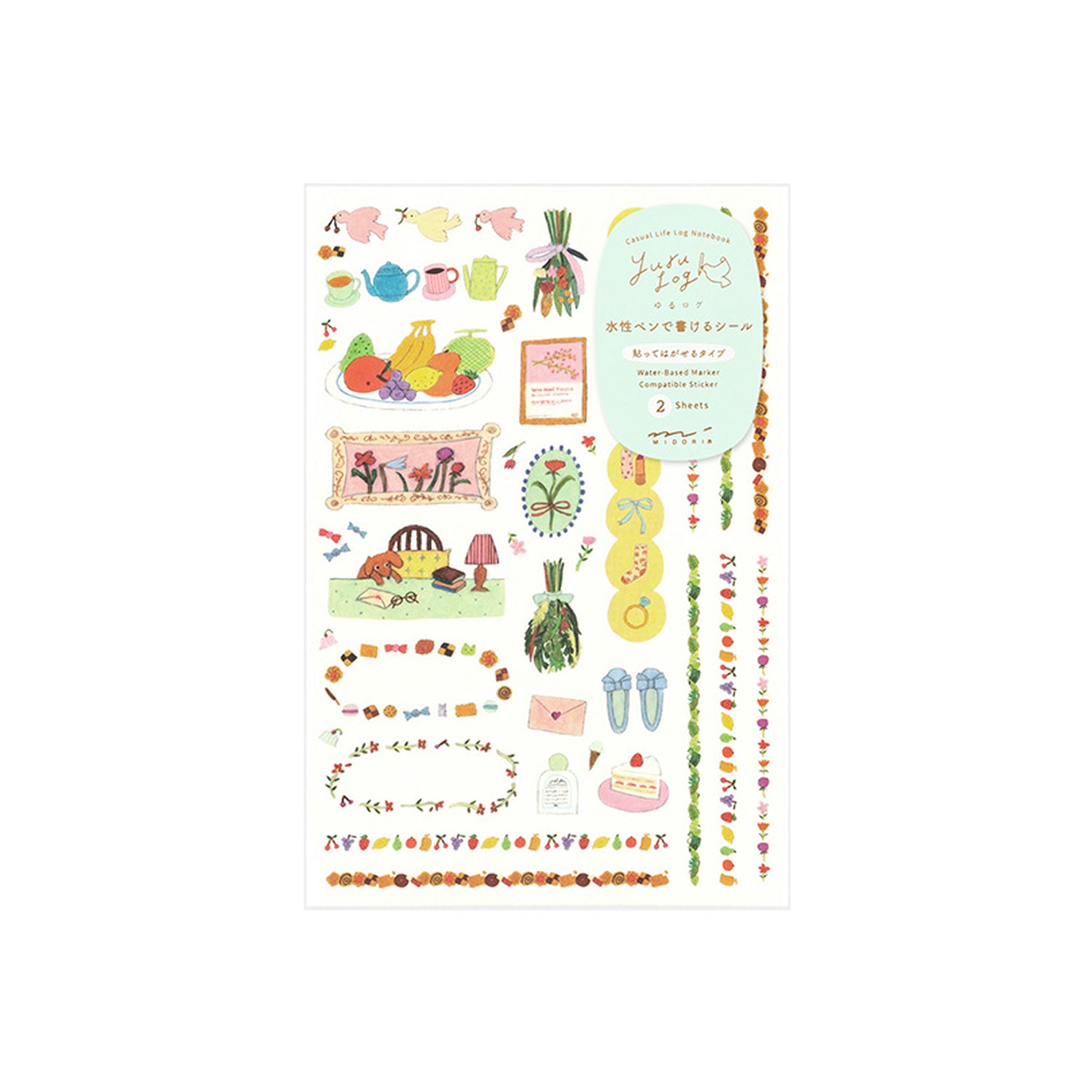 Midori Yurulog Transfer Stickers- 2 sheets