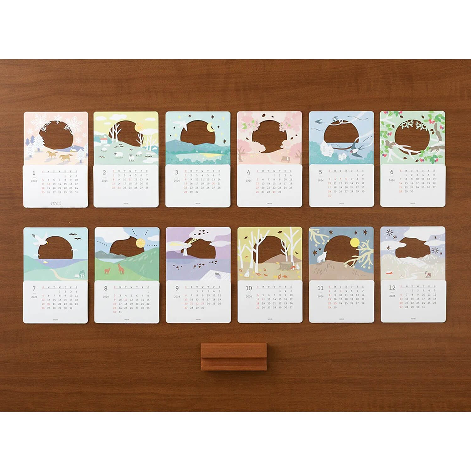 Midori “Peek-at-the-Seasons” 2026 Desk Calendar – Landscapes
