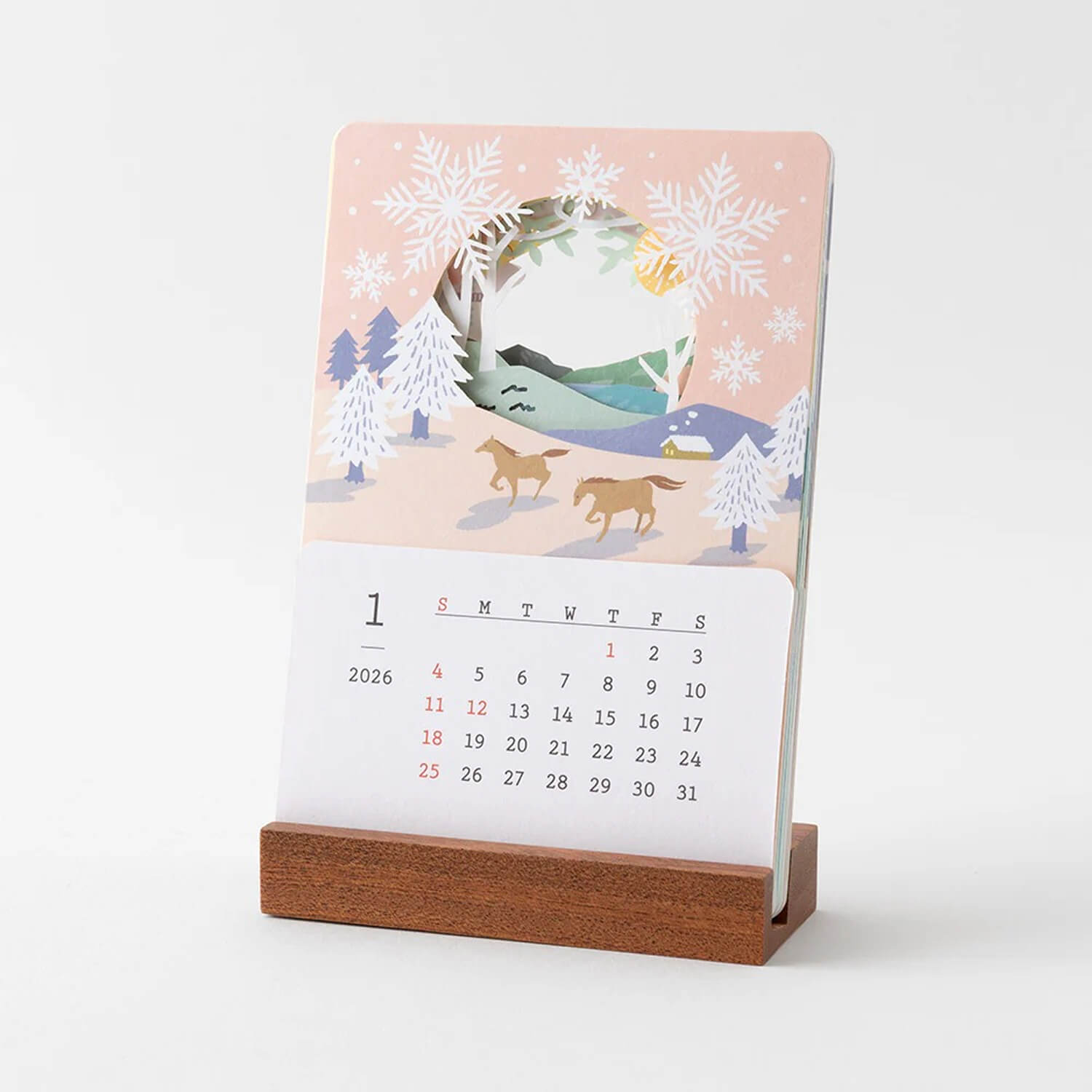 Midori “Peek-at-the-Seasons” 2026 Desk Calendar – Landscapes