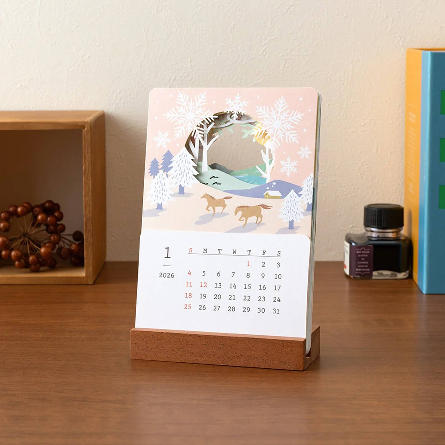Midori “Peek-at-the-Seasons” 2026 Desk Calendar – Landscapes