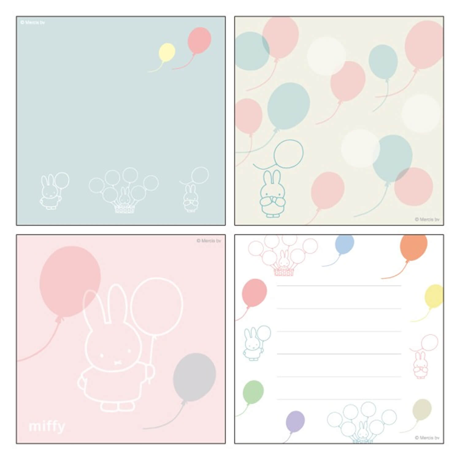 Miffy Square Memo Pad - Balloon