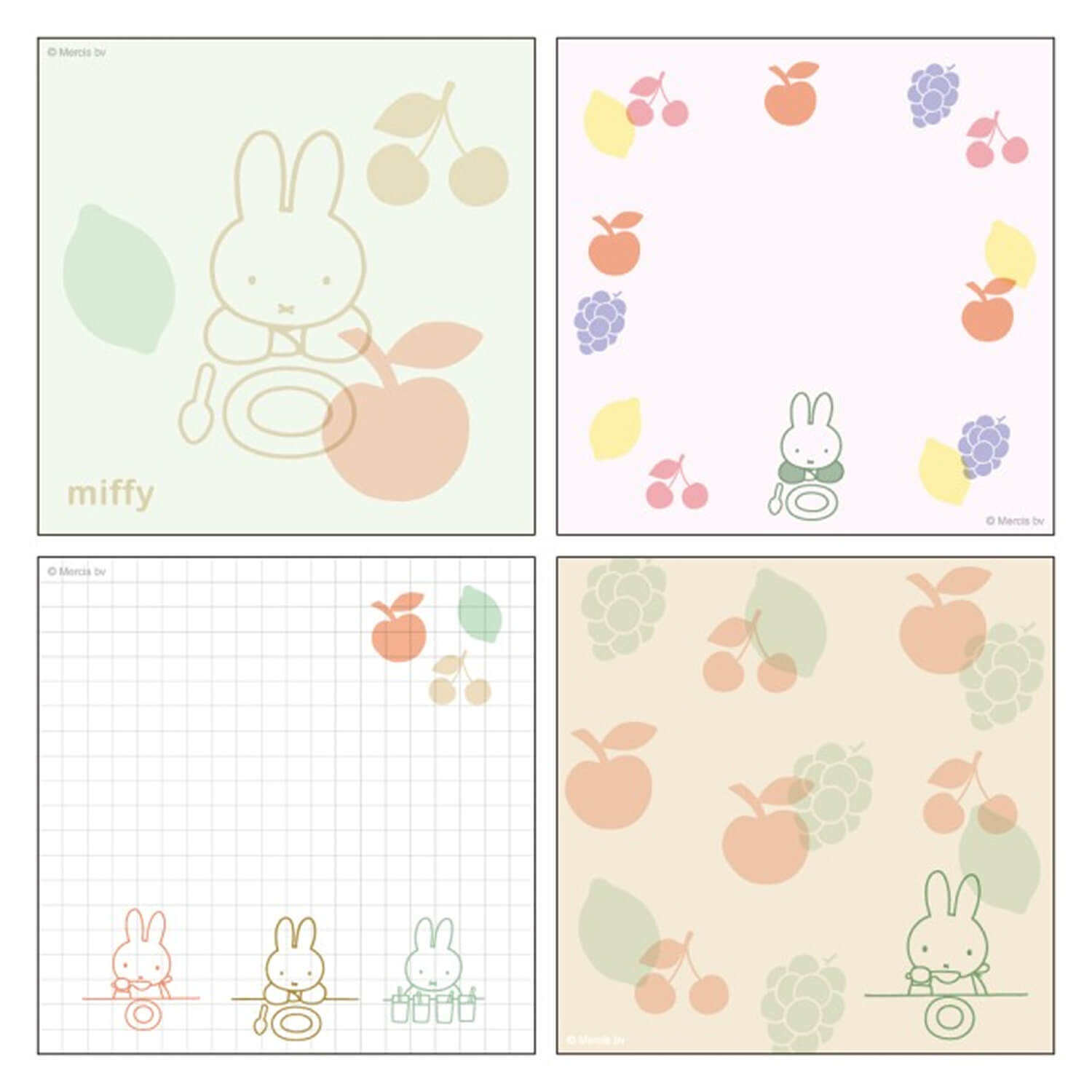 Miffy Square Memo Pad - Fruits