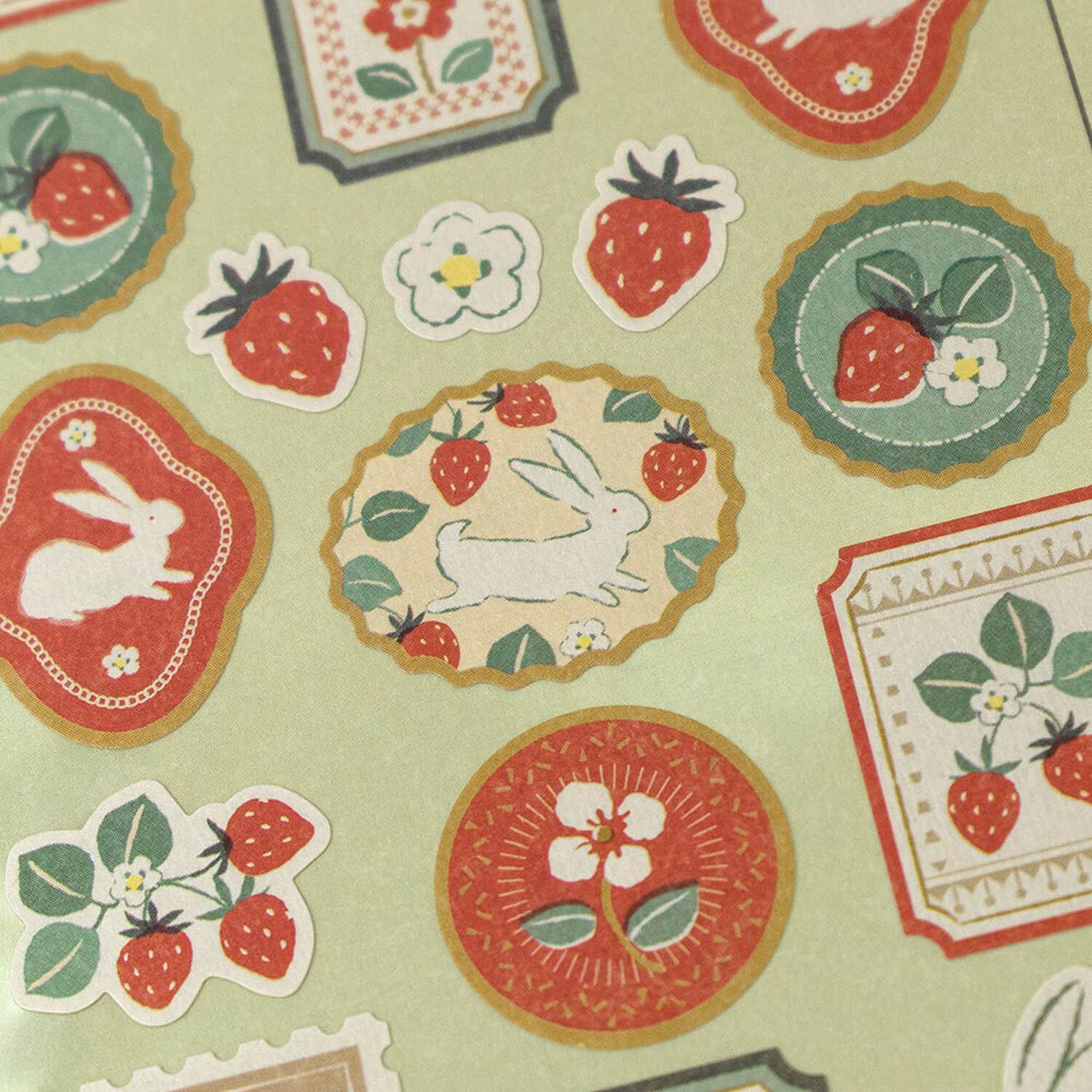 NB WANOWA Retro Modern Sticker Sheet – Strawberry Rabbit