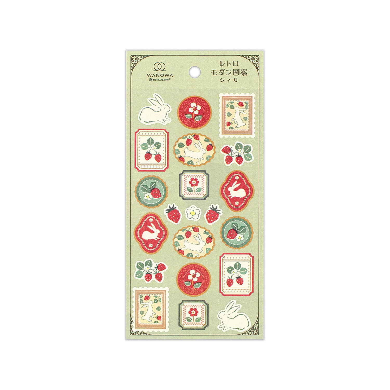 NB WANOWA Retro Modern Sticker Sheet – Strawberry Rabbit