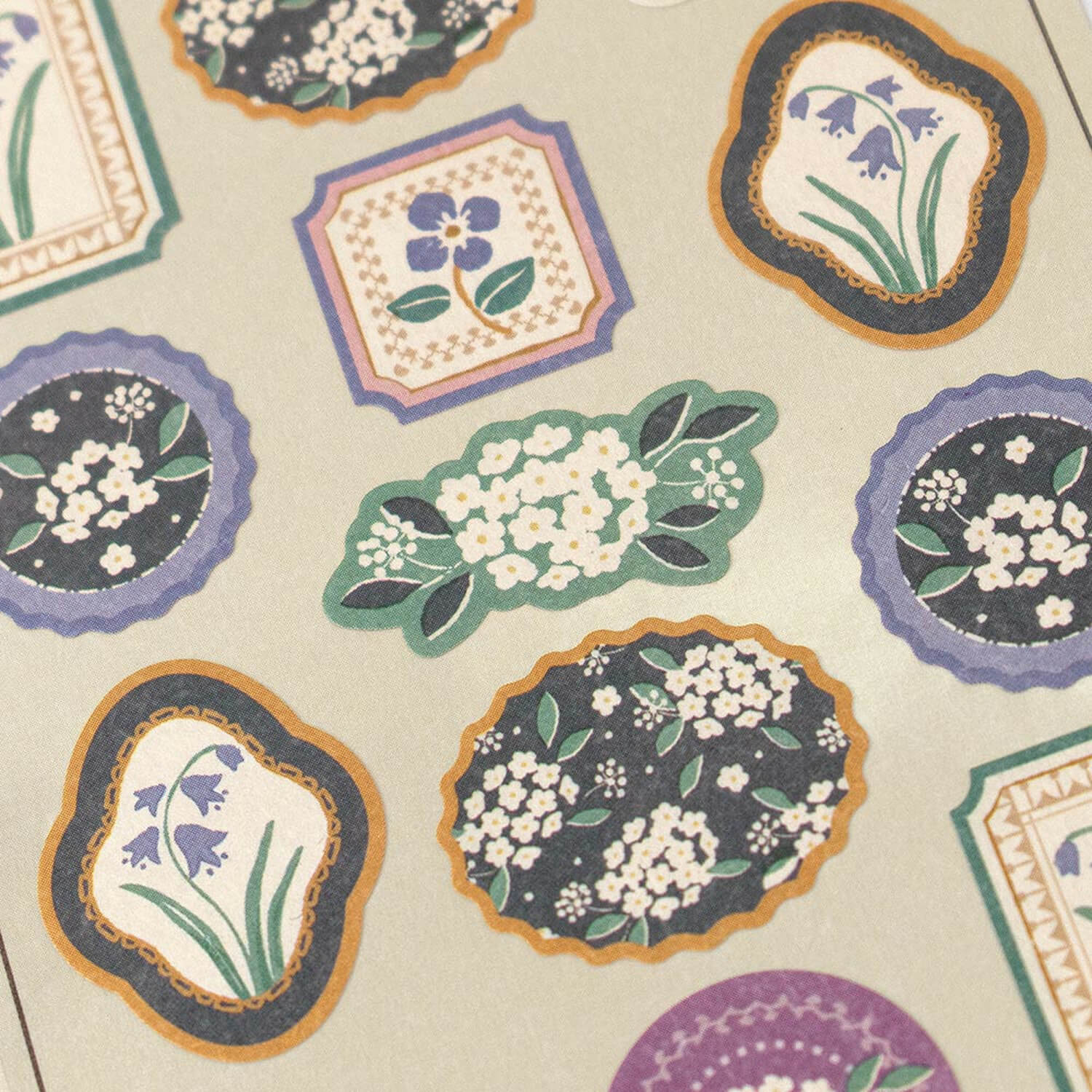 NB WANOWA Retro Modern Sticker Sheet– White Flower Temari