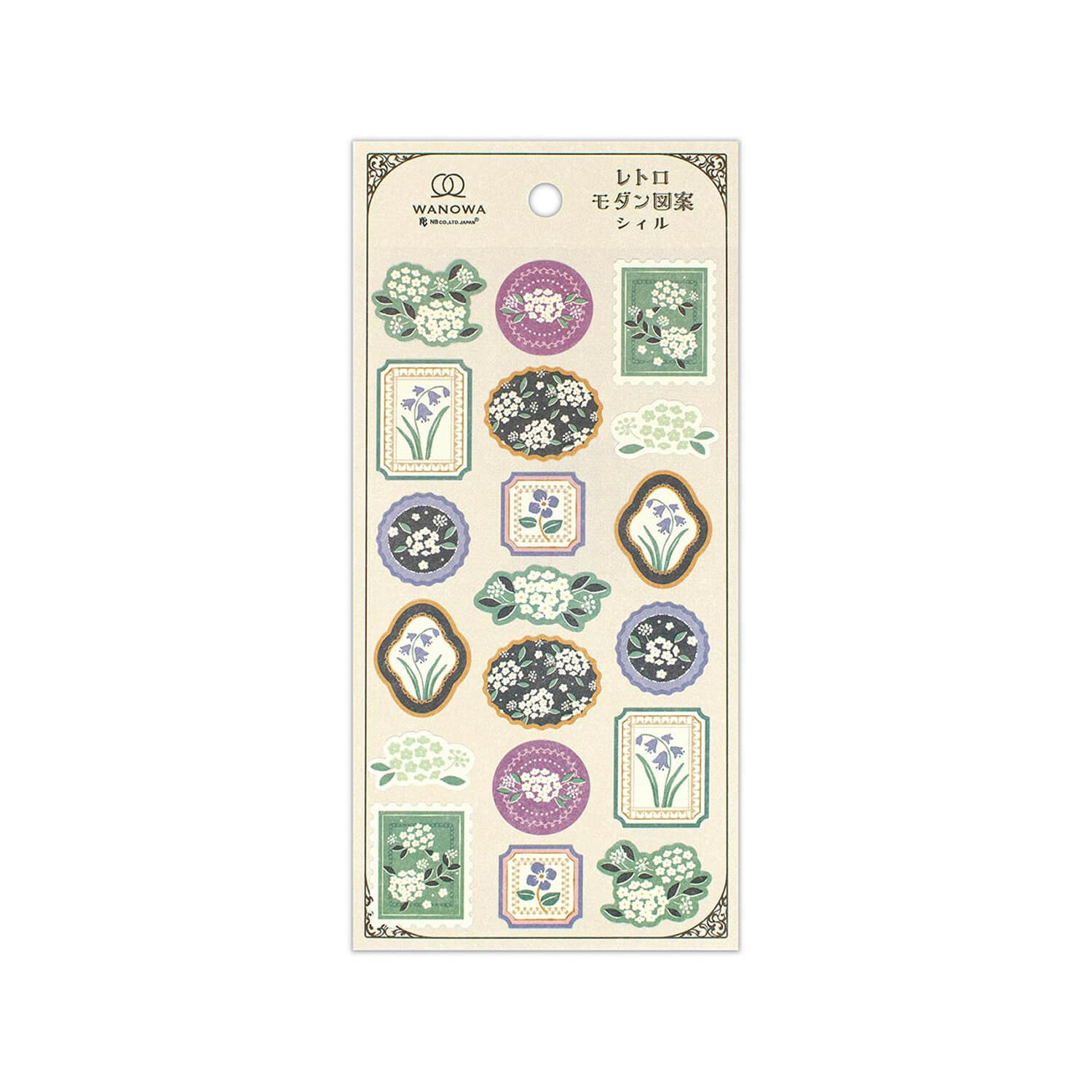 NB WANOWA Retro Modern Sticker Sheet– White Flower Temari