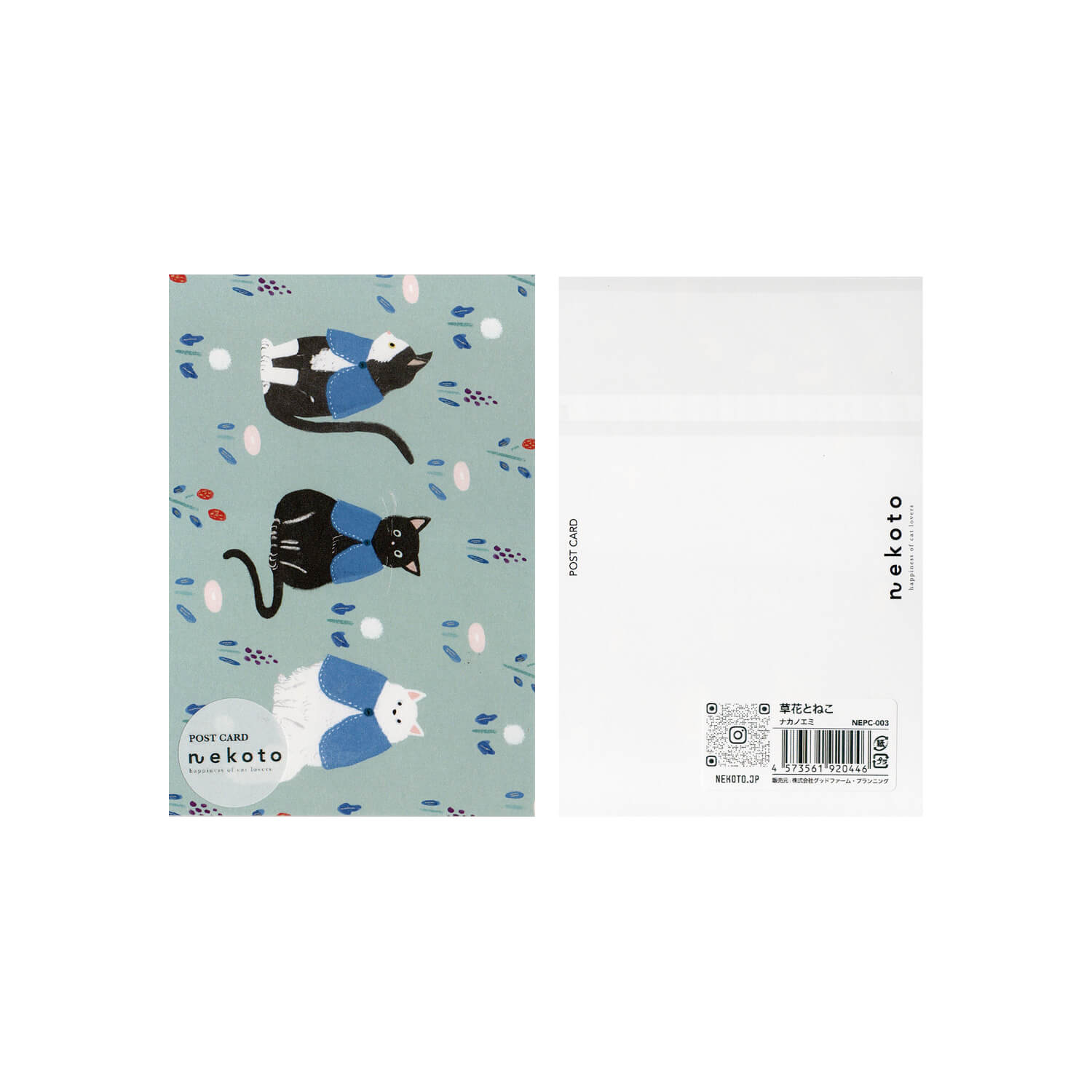 Nekoto Postcard Set – Grass and Cat