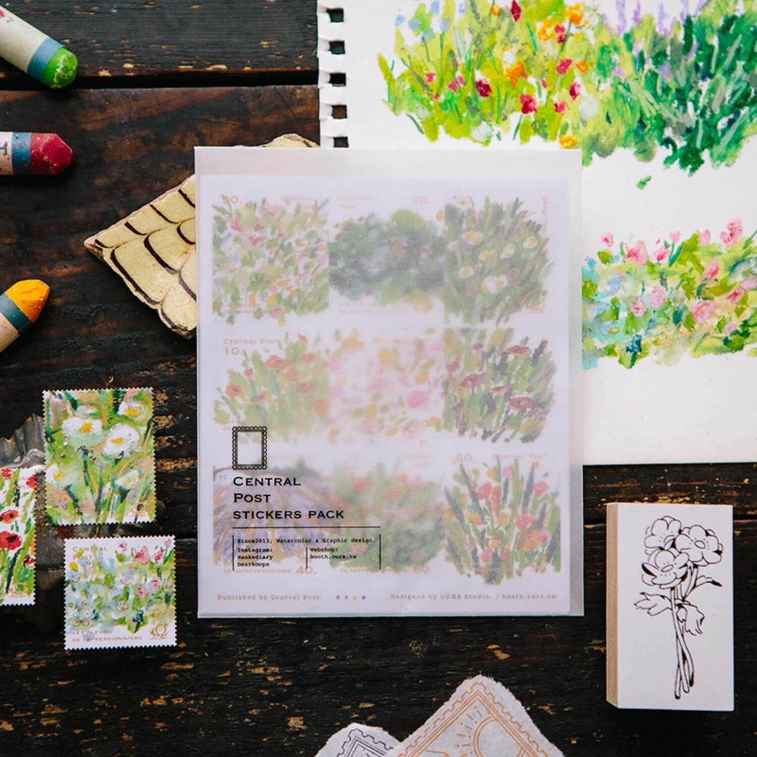 OURS Bright Bloom Stamp Style Sticker