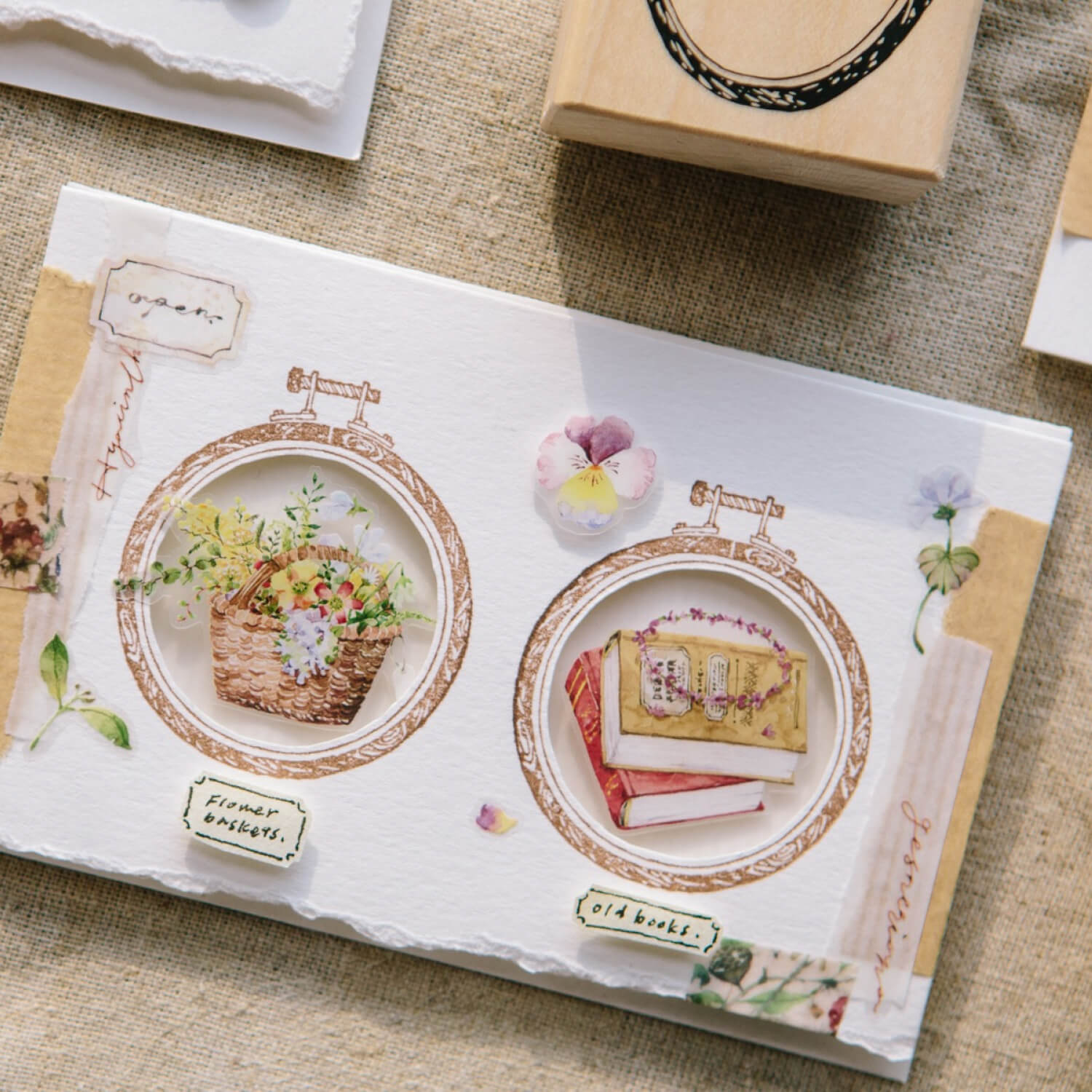 OURS Circle Embroidery Hoop Rubber Stamp