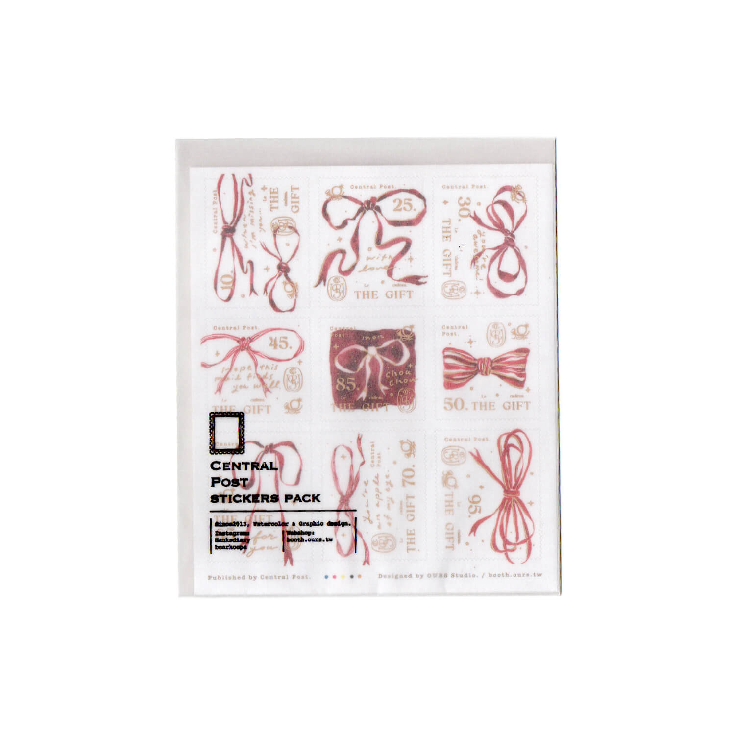 OURS Ribbon Bow Stamp Sticker