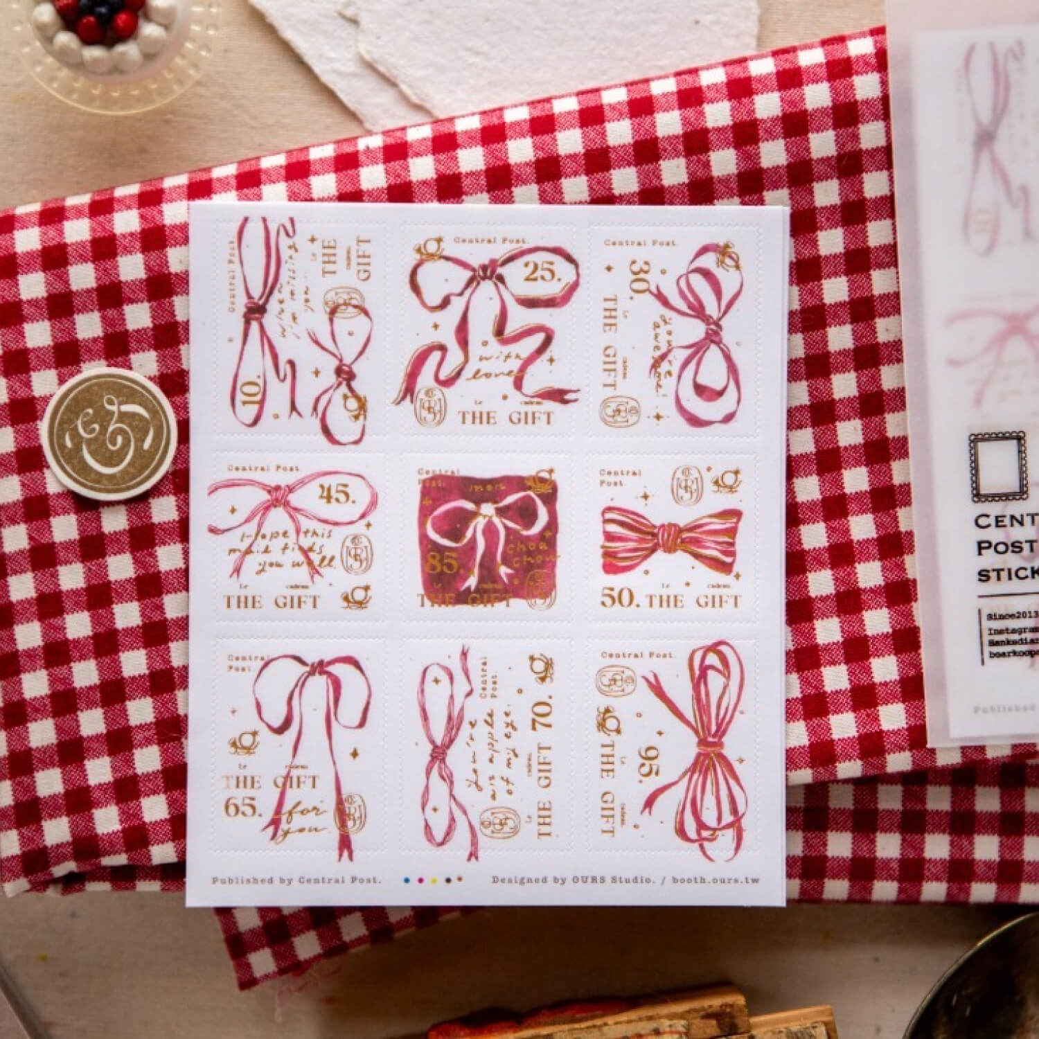 OURS Ribbon Bow Stamp Sticker