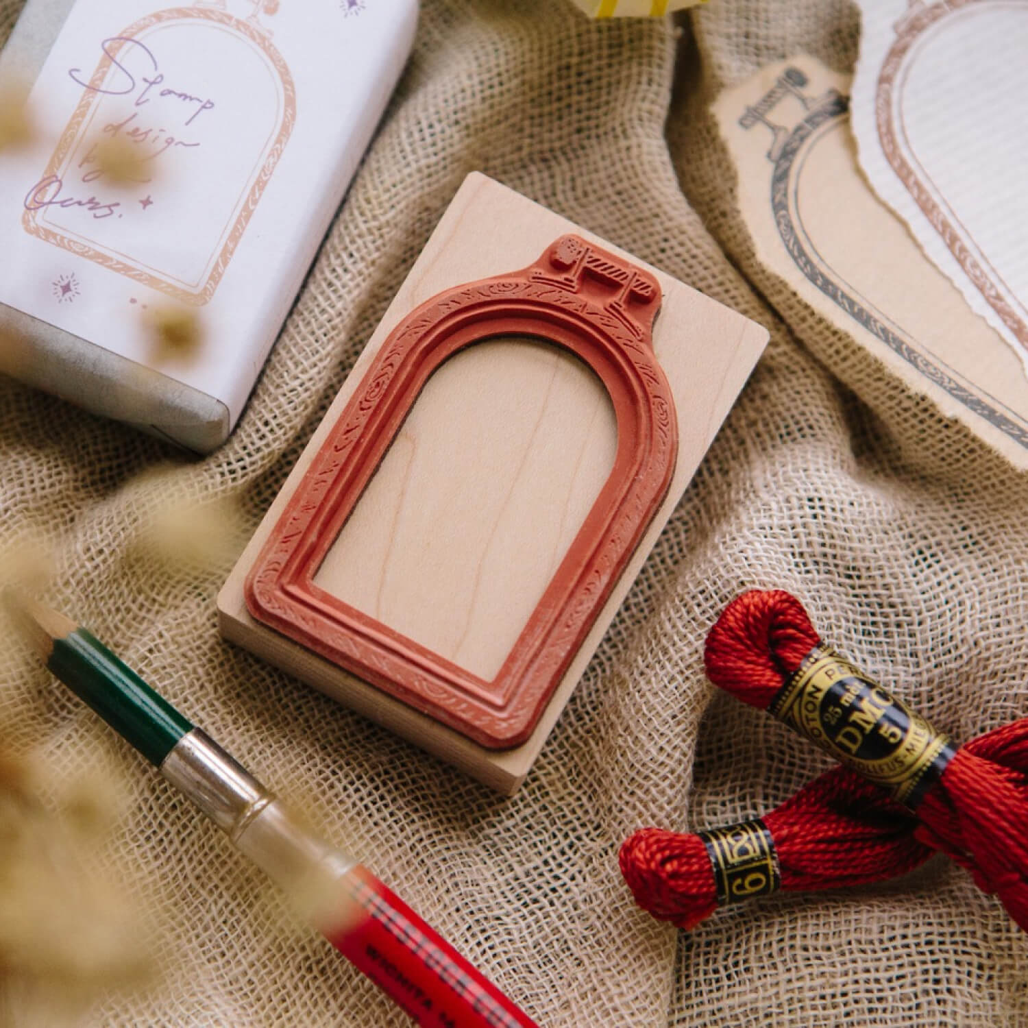 OURS Window Embroidery Hoop Rubber Stamp
