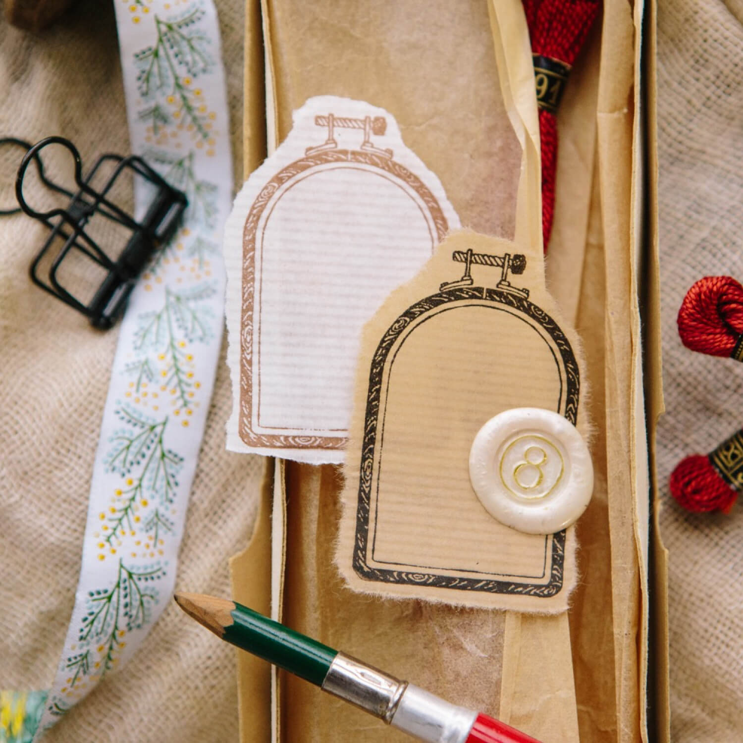 OURS Window Embroidery Hoop Rubber Stamp