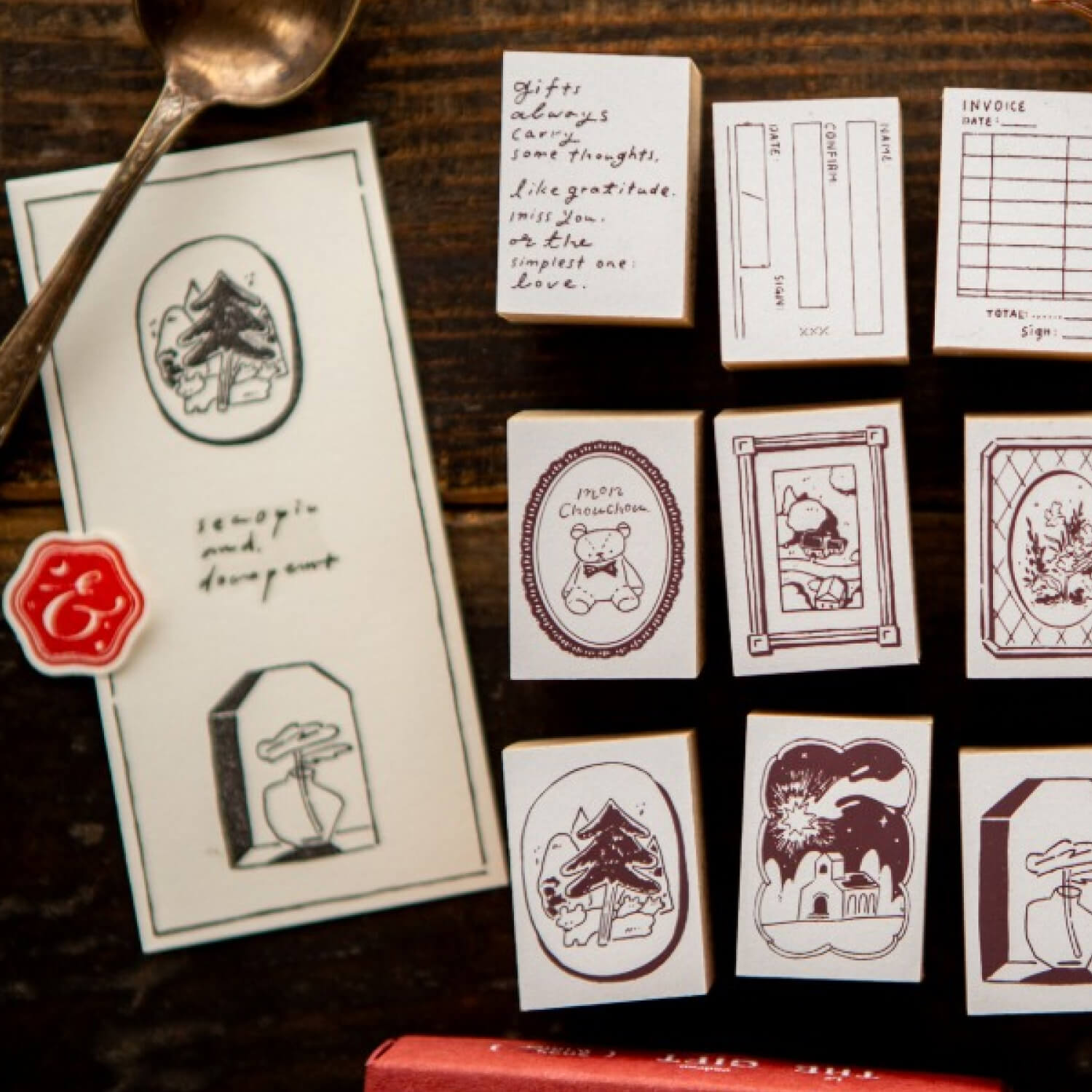 OURS "The Gift" Vertical Script Rubber Stamp